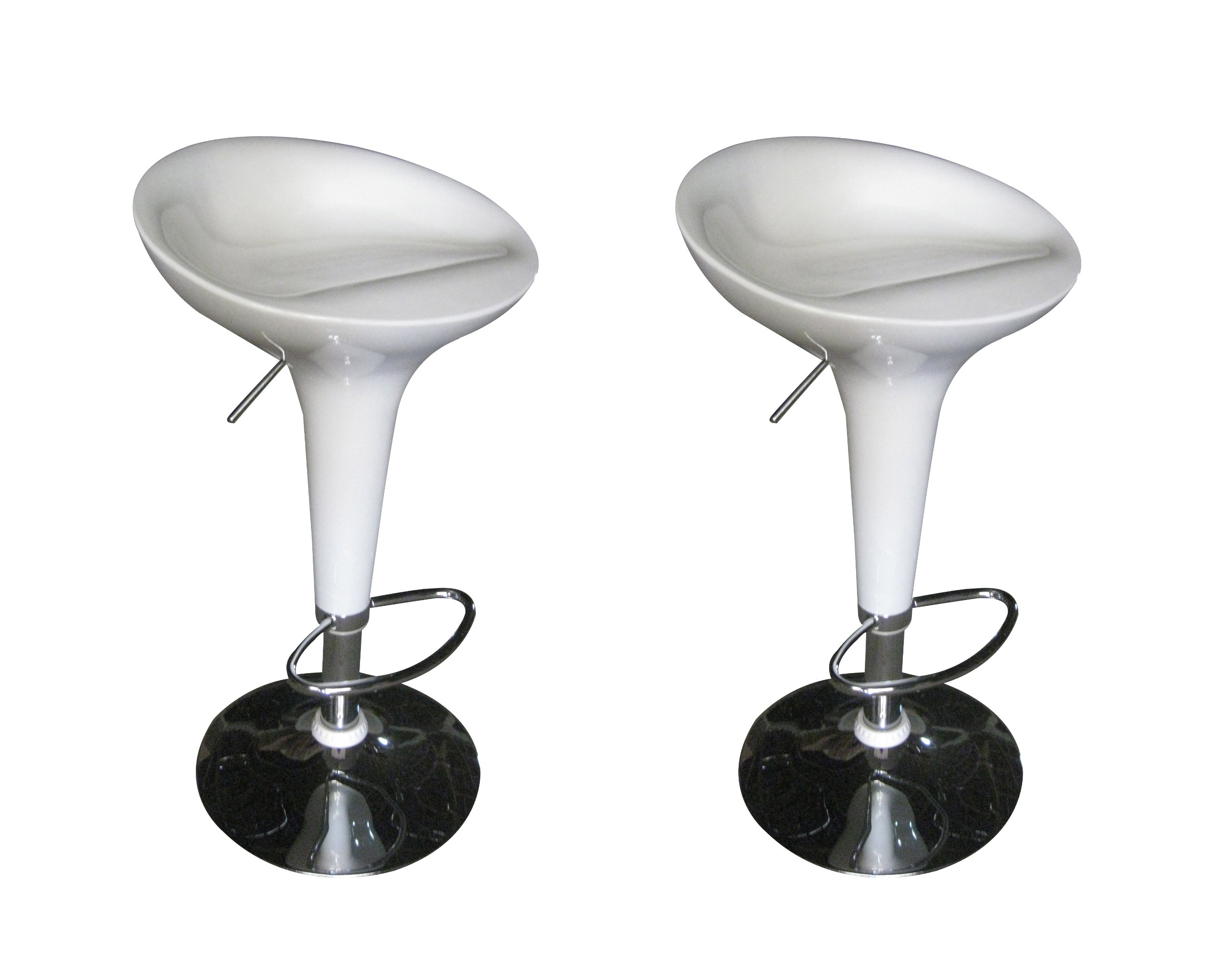 Boraam White Scoop Bar Stools Set of 2 - Modern Kitchen Counter Height Stools for Dining Room, Breakfast Nook & Home Bar