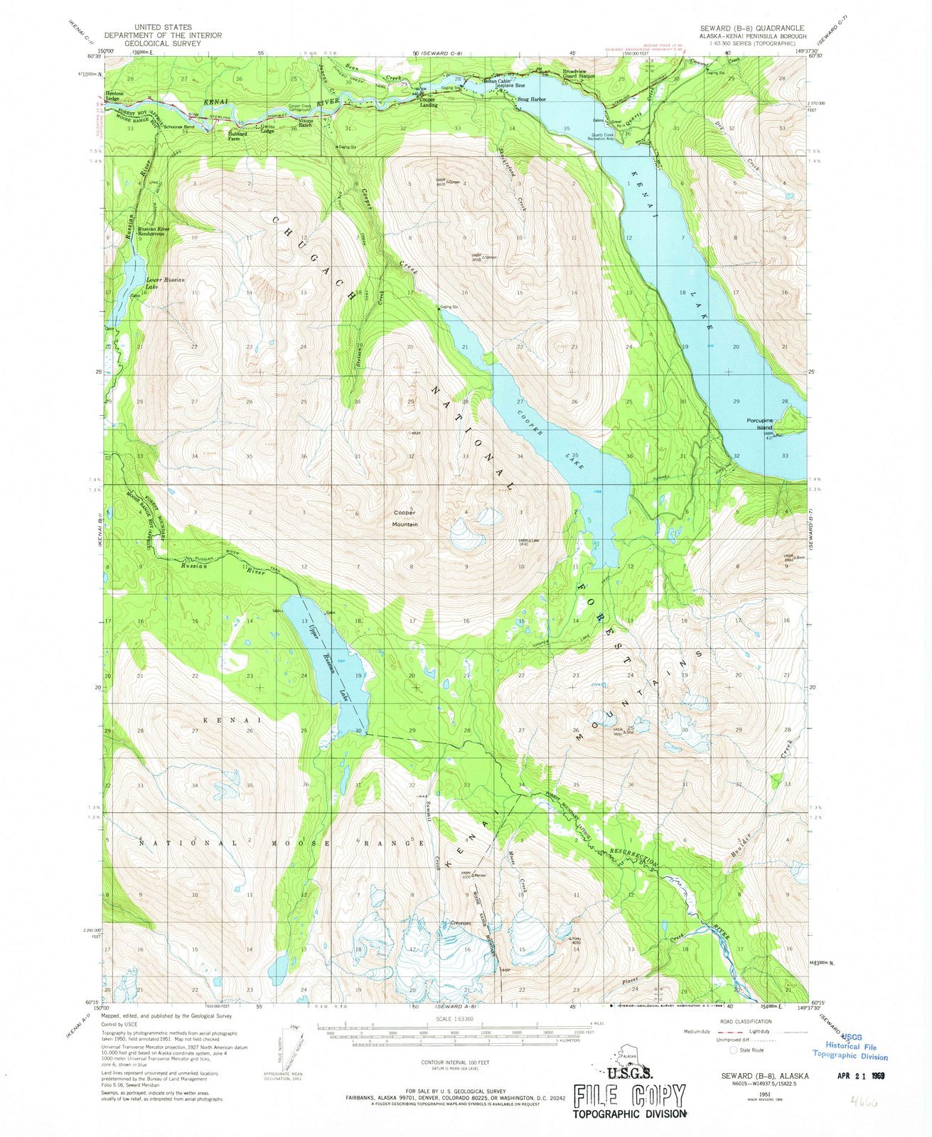 1951 Seward, Alaska USGS Historical Topographic Map - 44x55 Inch Large Wall Art Decor - Vintage Alaska Maps for Home, Office & Classroom Decorations