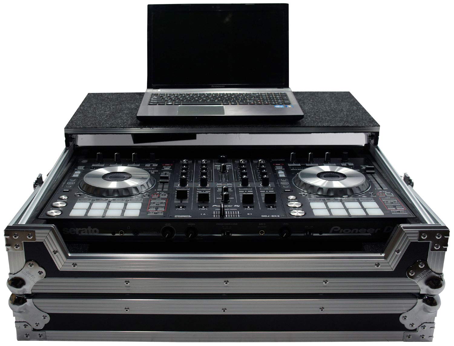 Harmony Audio HCDDJSXLT Flight Glide Laptop Stand Tray DJ Custom Case - Compatible with Pioneer DDJ-RX - Portable DJ Equipment for Live Performances & Studio Sessions