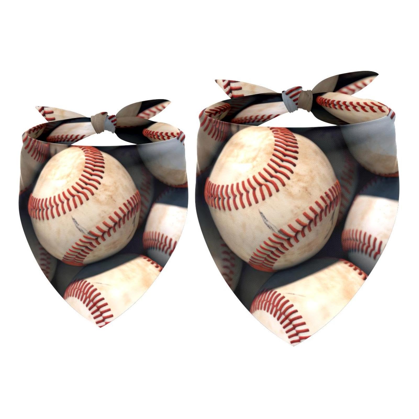Baseball Pattern Dog Bandanas - 2-Piece Pet Bandana Set for Weddings & Photo Props - Adjustable Dog Scarf & Square Bib Accessories for Small Medium Large Dogs - Perfect for Pet Parties, Photo Shoots & Special Occasions