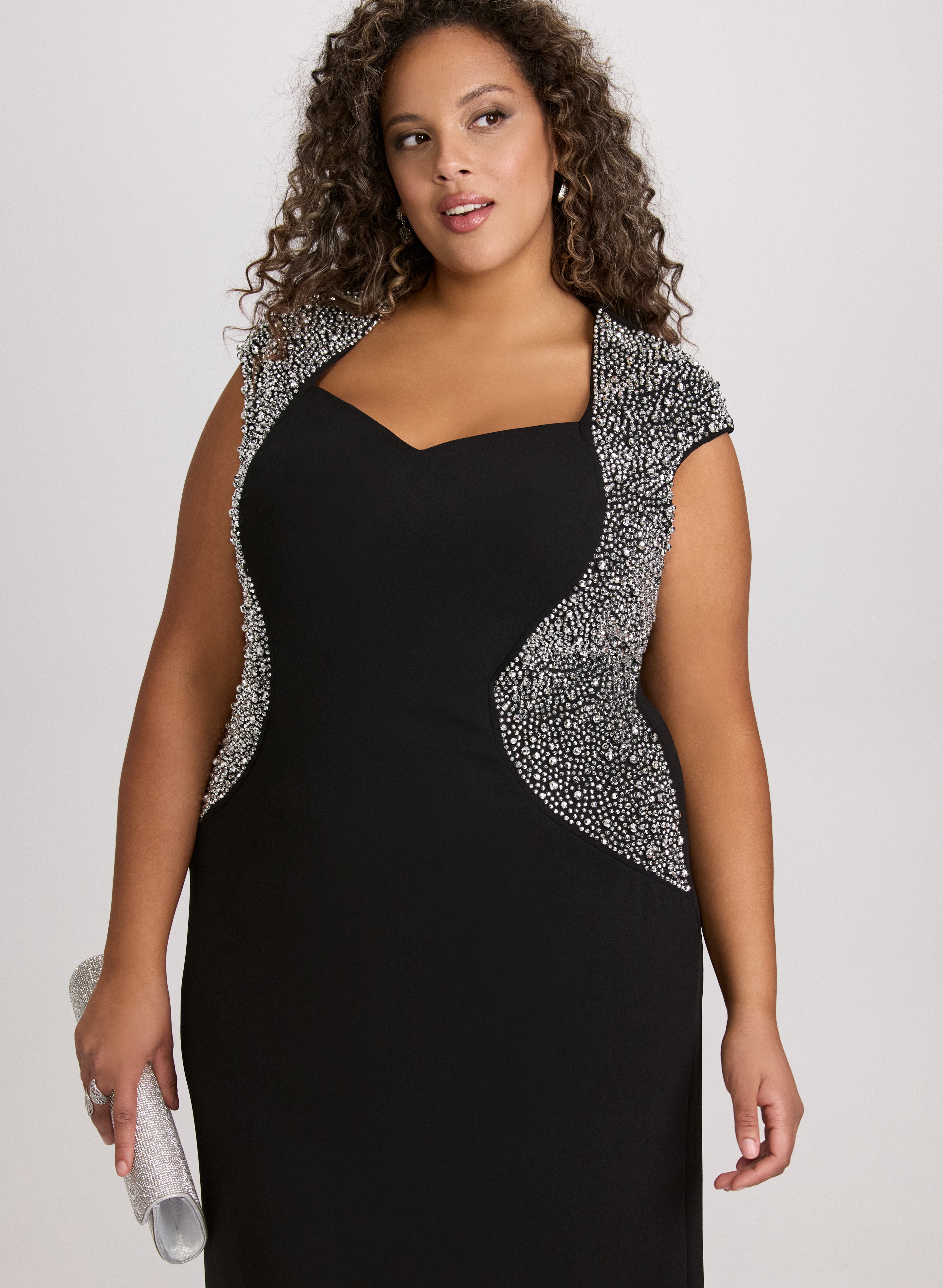 Elegant Crystal Embellished Party Dress for Women - Perfect for Evening Gala, Wedding Guest & Special Occasions