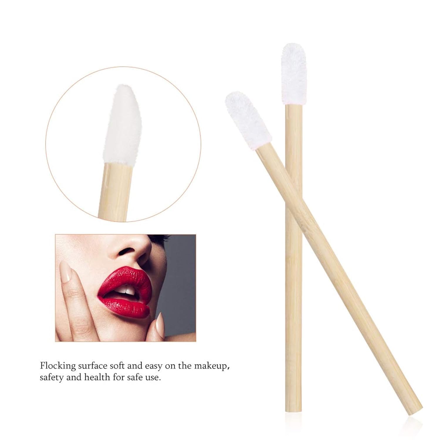 BANIRA Disposable Wooden Lip Brushes - 50 Pack for Lip Filler, Lipstick & Lip Gloss Application - White Salon & Home Use - Perfect for Makeup Artists, Beauty Salons and Personal Lip Care