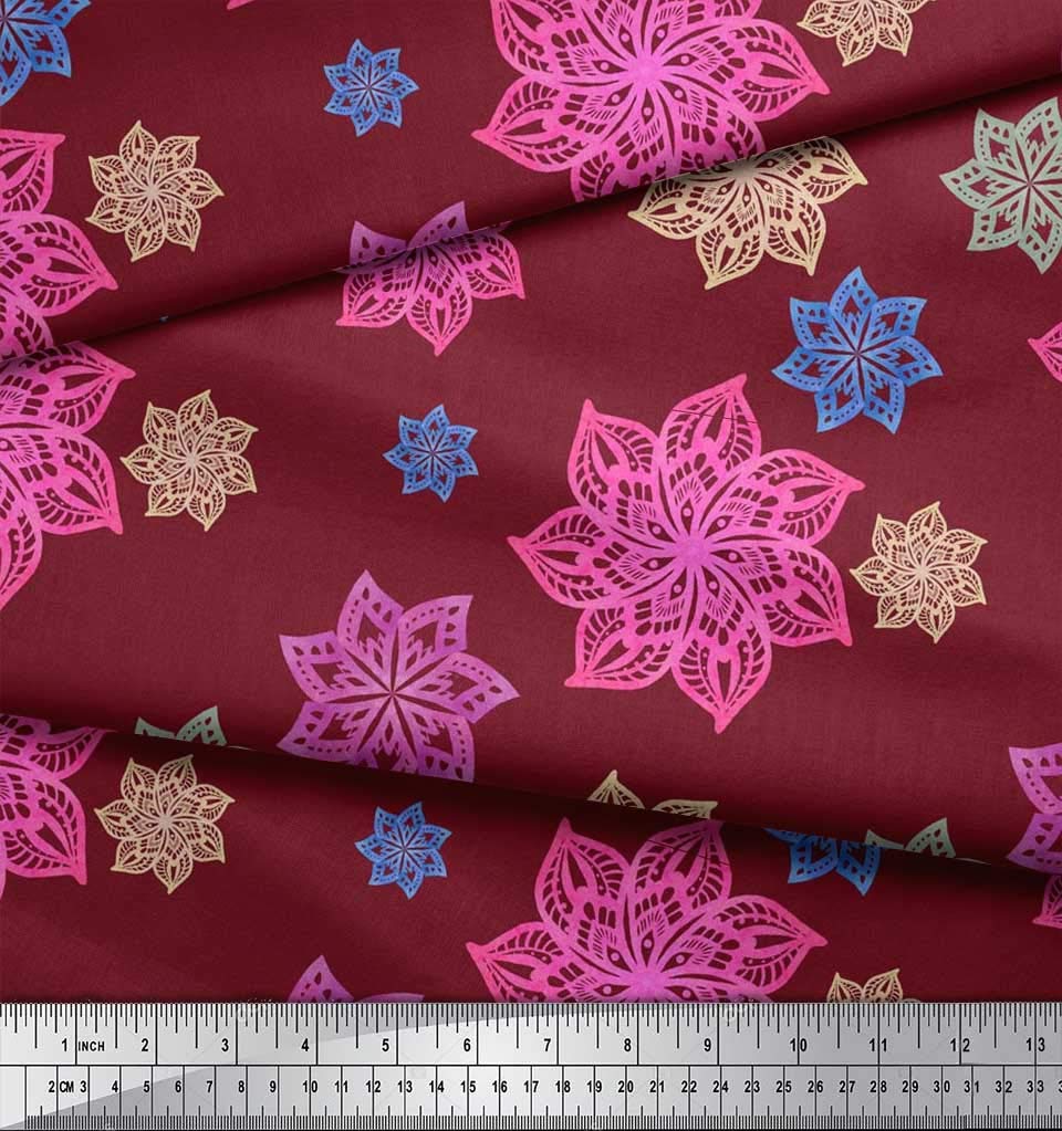 Soimoi Moss Georgette Brown Fabric by The Yard - 42 Inch Wide Floral Ethnic Print Material for Dresses, Scarves & DIY Crafts - Lightweight & Whimsical Patterns for Apparel Design