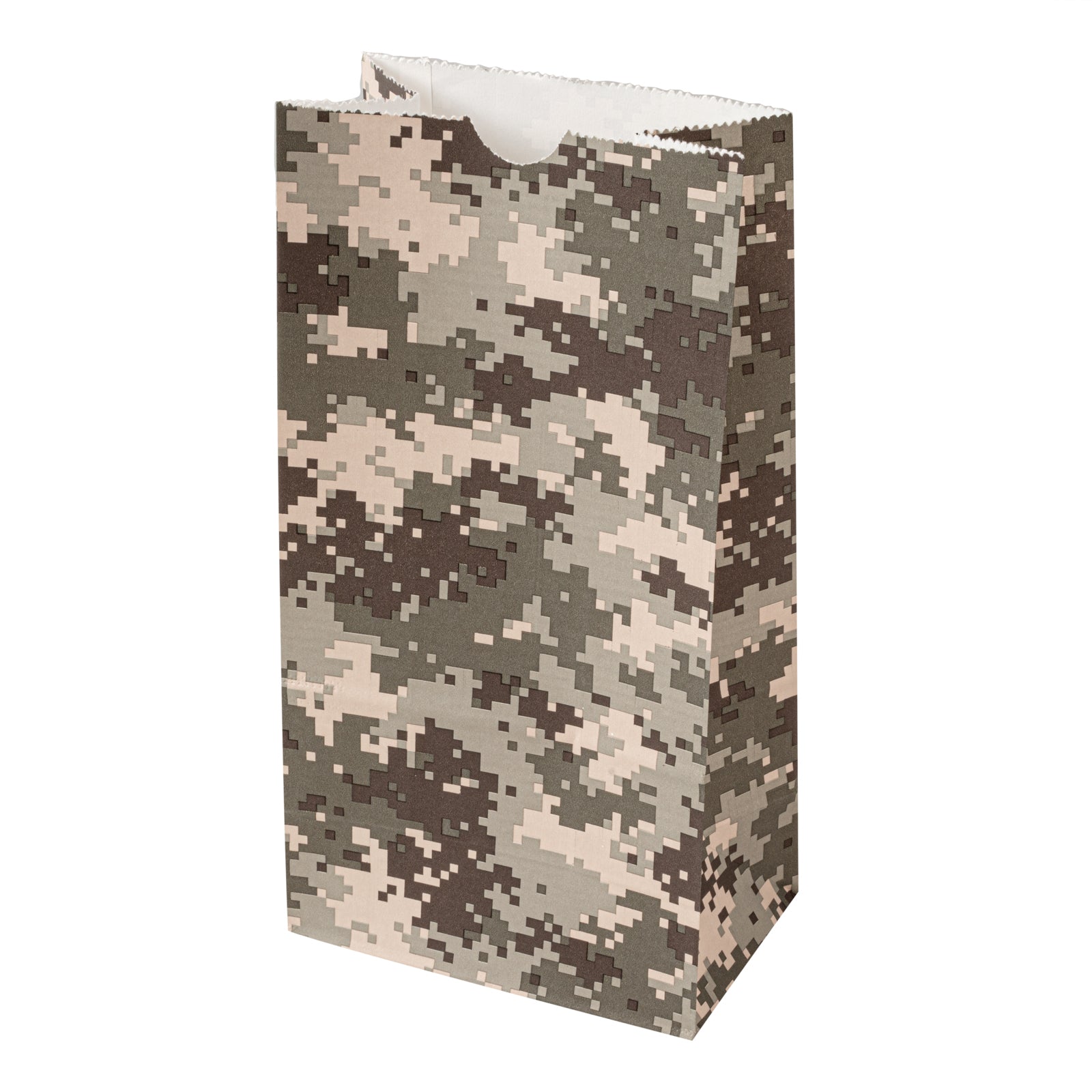 Camouflage Paper Bags 4 lb - 5 x 3.25 x 9.5 Inches - 100 Count Box - Heavy Duty Kraft Gift Bags for Hunting, Military, Outdoor & Party Supplies