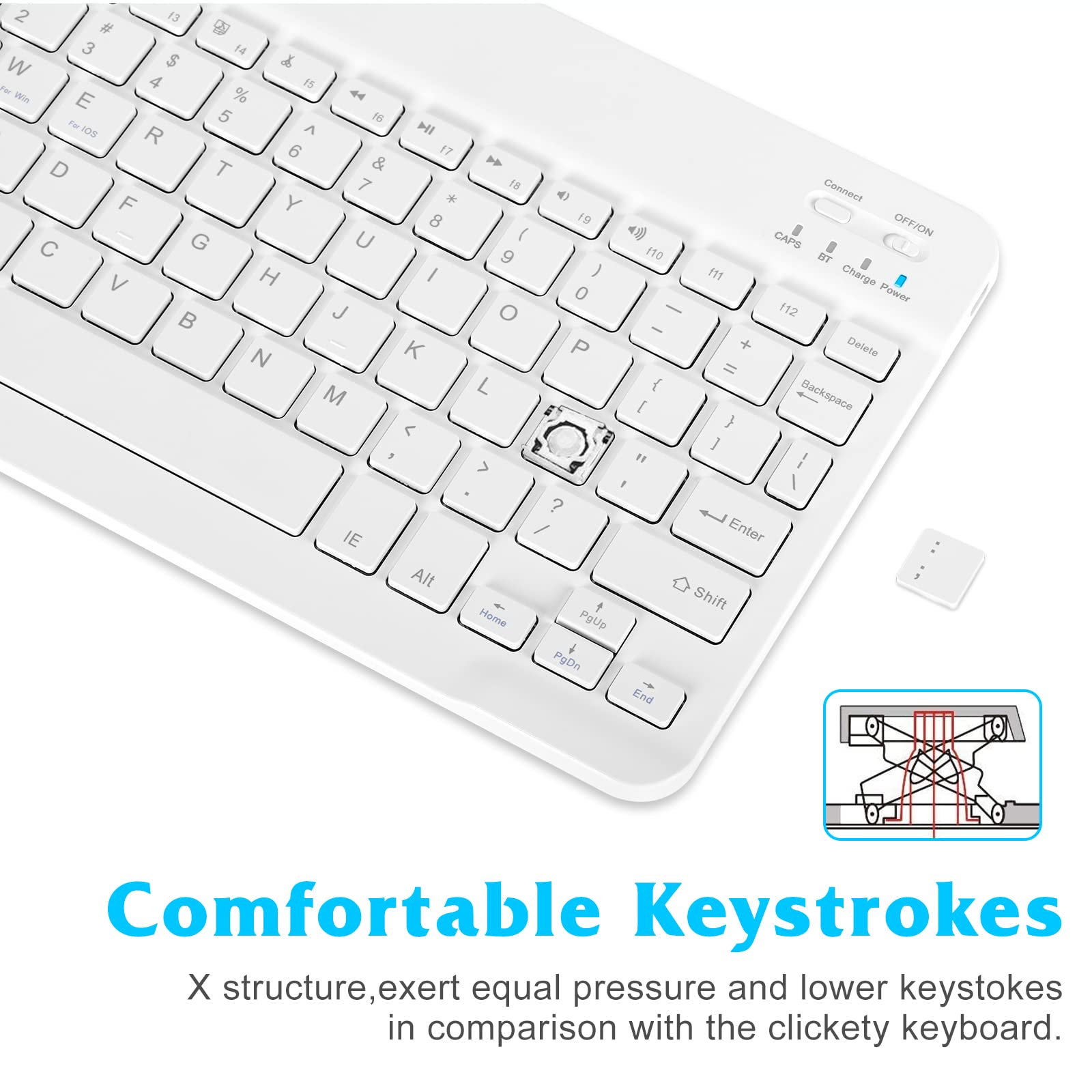 Rechargeable Bluetooth Keyboard and Mouse Combo - Ultra Slim Full-Size Wireless Keyboard with Ergonomic Mouse for Mac, iPad, PC, Laptop, Tablet - Compatible with Samsung Galaxy S22/S23/S24 Ultra - Pure White - Perfect for Office, Home, and Travel Use