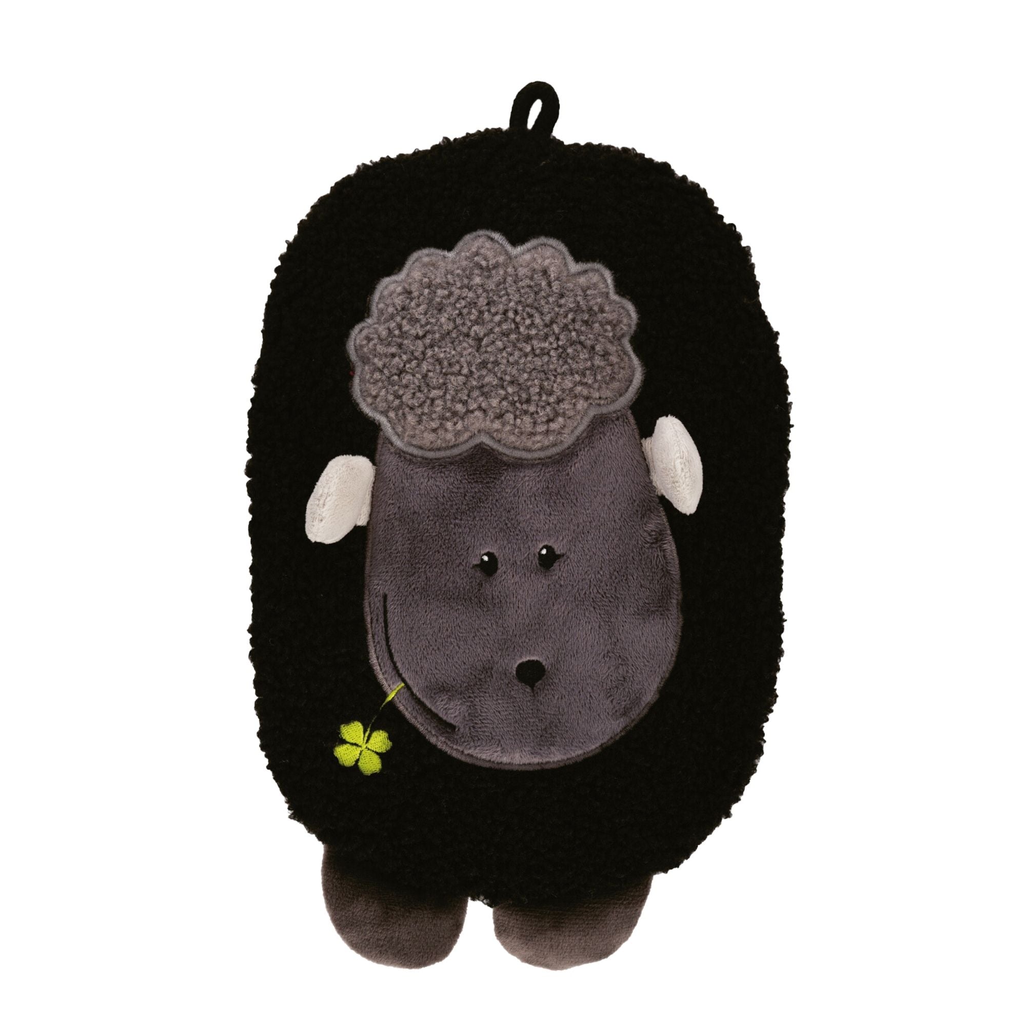 0.8L Eco-Friendly Hot Water Bottle with Soft Black Lamb Fluffy Cover - Natural Rubber Free, Perfect for Winter Warmth, Pain Relief & Cozy Nights in Bed