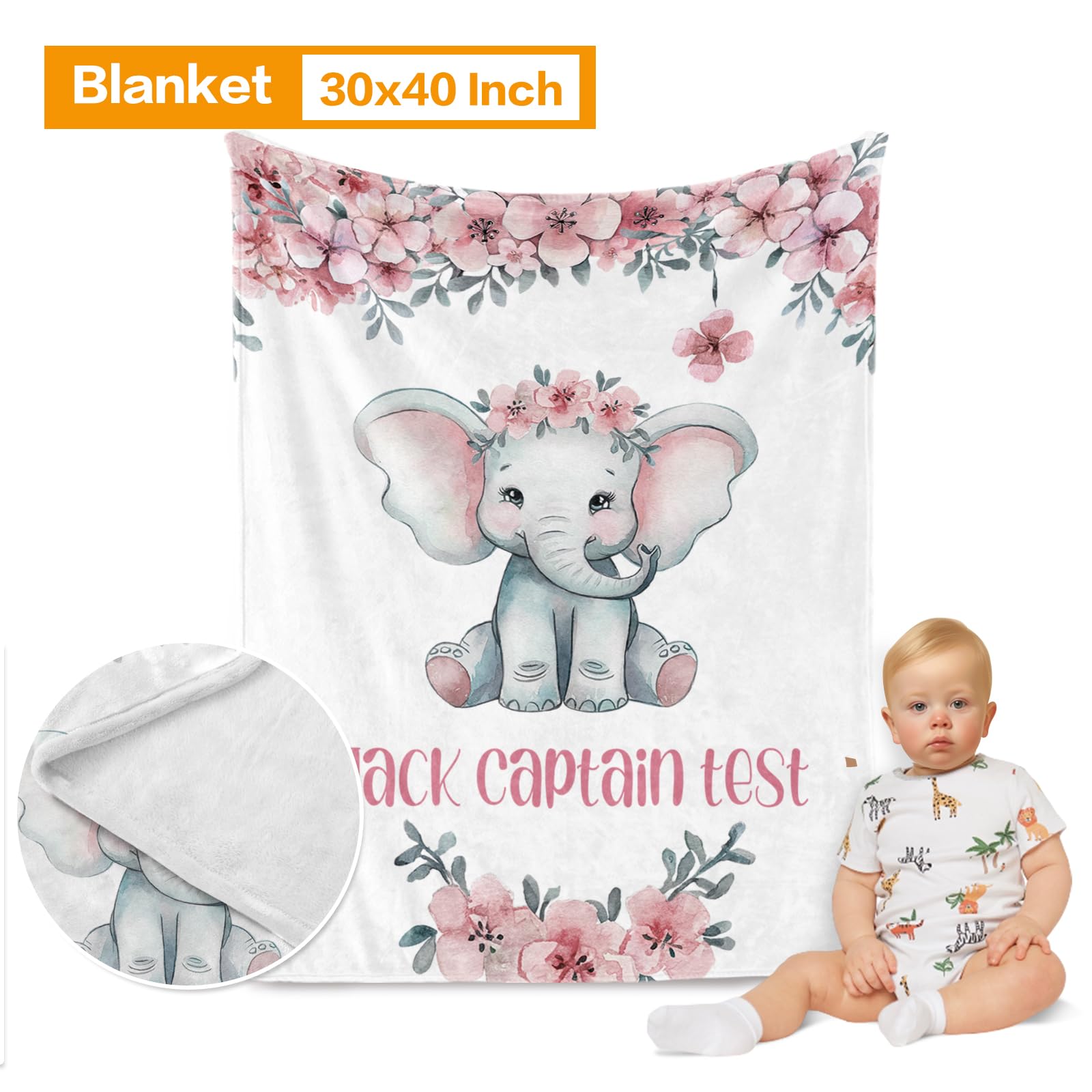 Custom Baby Bedding Set - Personalized Pink Elephant Nursery Bedding with Blanket, Fitted Sheet & Changing Cover | Soft Nursery Rug & Room Decor | Perfect Baby Shower Gift for Girls & Newborns | Ideal for Cribs, Bassinets & Nursery Decorations