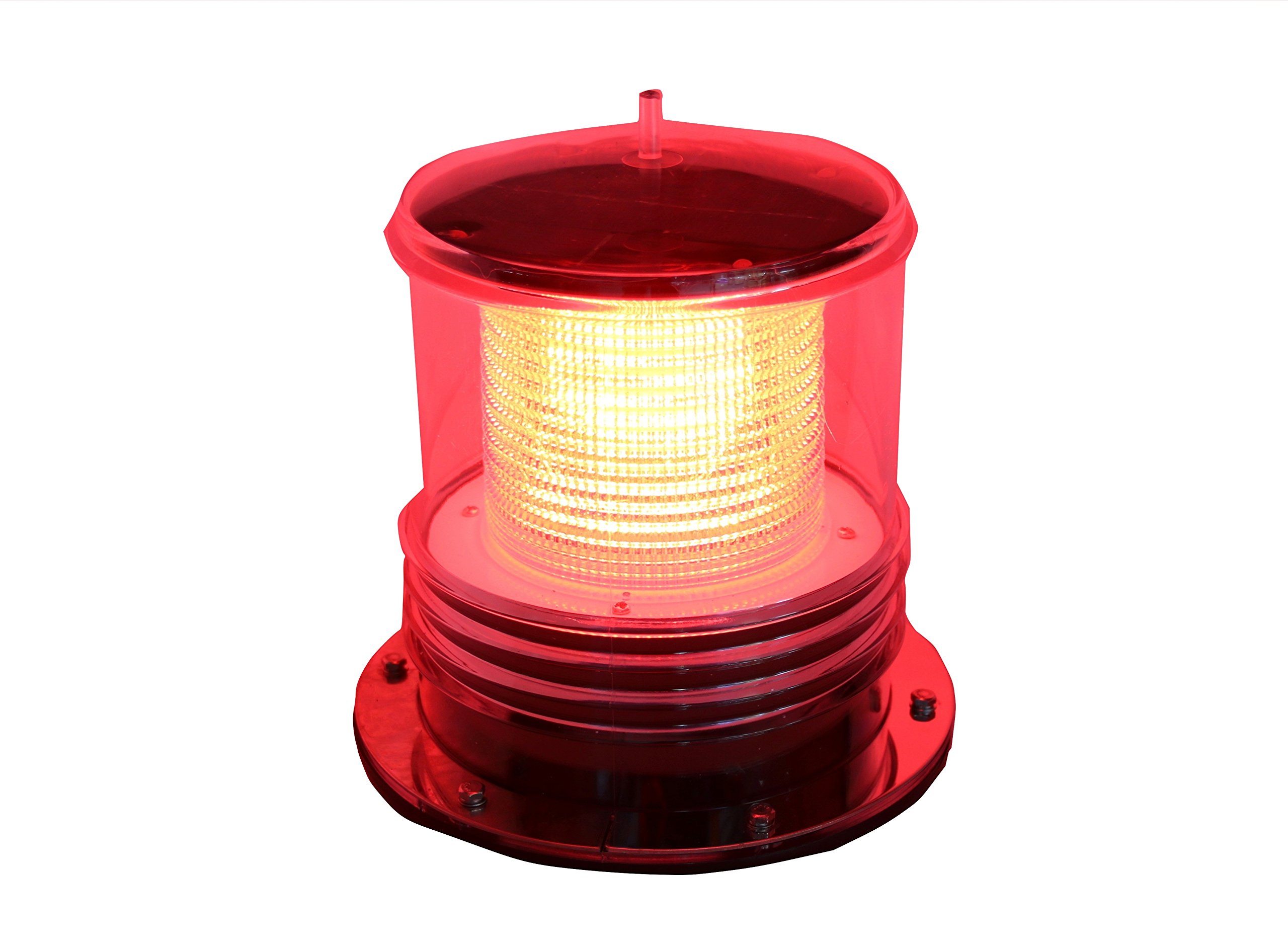 Pilotlights Solar Dock Warning Light - Waterproof Marine LED Light with Red Constant/Flashing 360° Visibility - Ideal for Boat Docks, Piers & Waterfront Safety Lighting