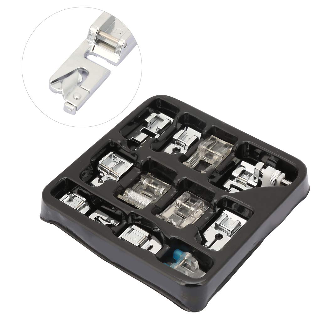 URRNDD Boxed Press Foot Set - 11 Types Silver Iron Press Feet for Sewing Machines | Perfect for Quilting, Dressmaking & Crafting Projects