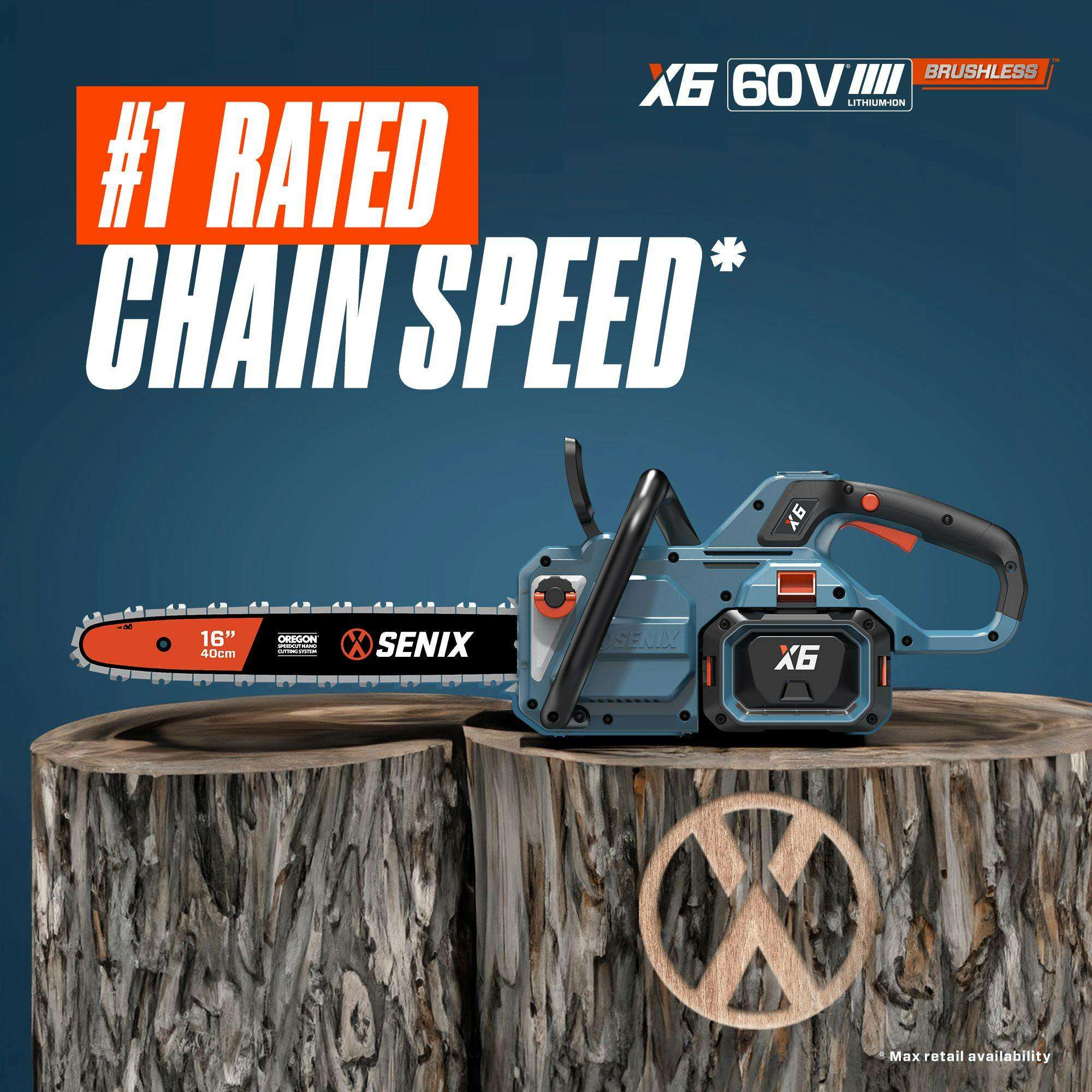 60V Max 16-Inch Brushless Cordless Chainsaw with 4.0Ah Battery & Charger - X6 Electric Chainsaw for Tree Trimming, Yard Cleanup & Wood Cutting