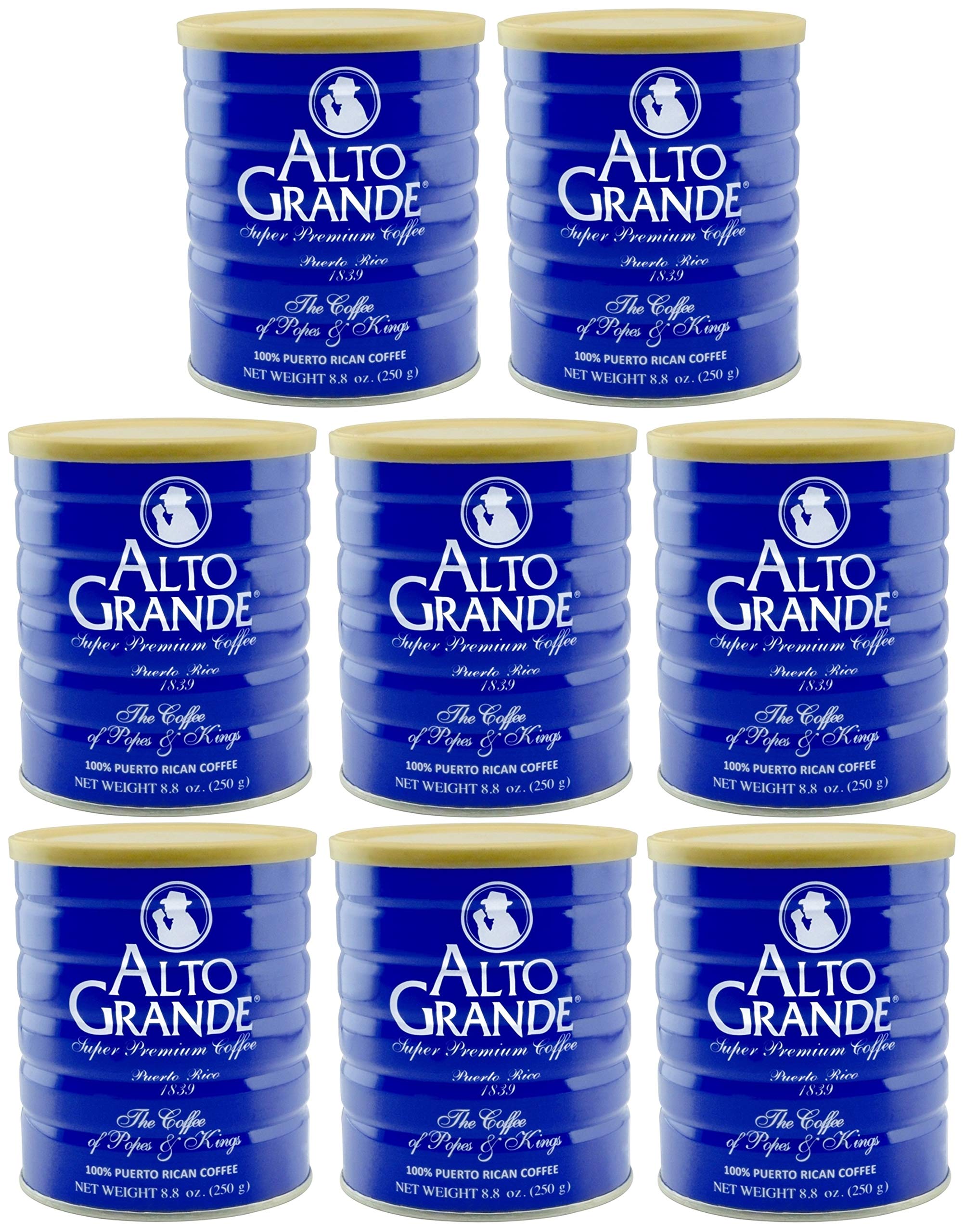 Alto Grande Super Premium Ground Coffee - 8.8oz (250g) x 8 Cans - Rich & Smooth Blend for Home Brewing, Office Use & Gifts