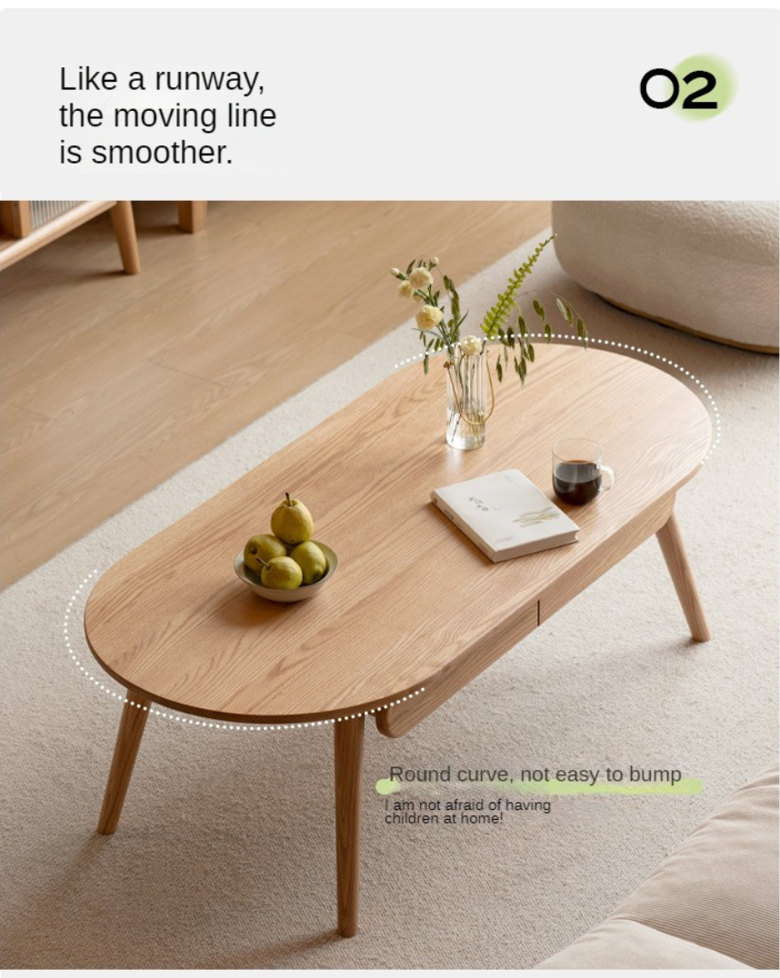 Premium Oak Solid Wood Luxury Coffee Table - Modern & Durable Living Room Centerpiece for Home Decor & Entertainment