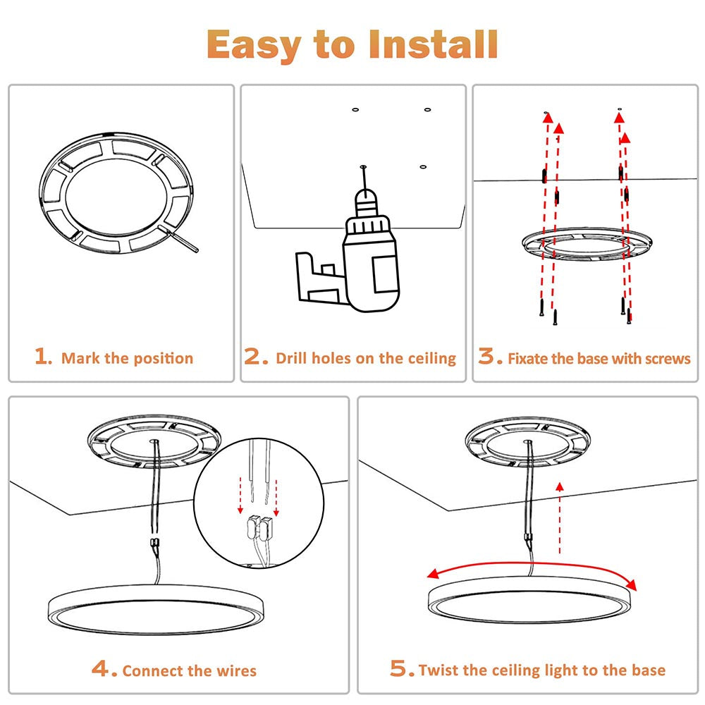 TheLAShop 32W Dimmable LED Flush Mount Ceiling Light Fixture - 2 Pack, 16 Inch Round, Ultra-Thin Design for Bedroom, Kitchen, Hallway & Office Lighting