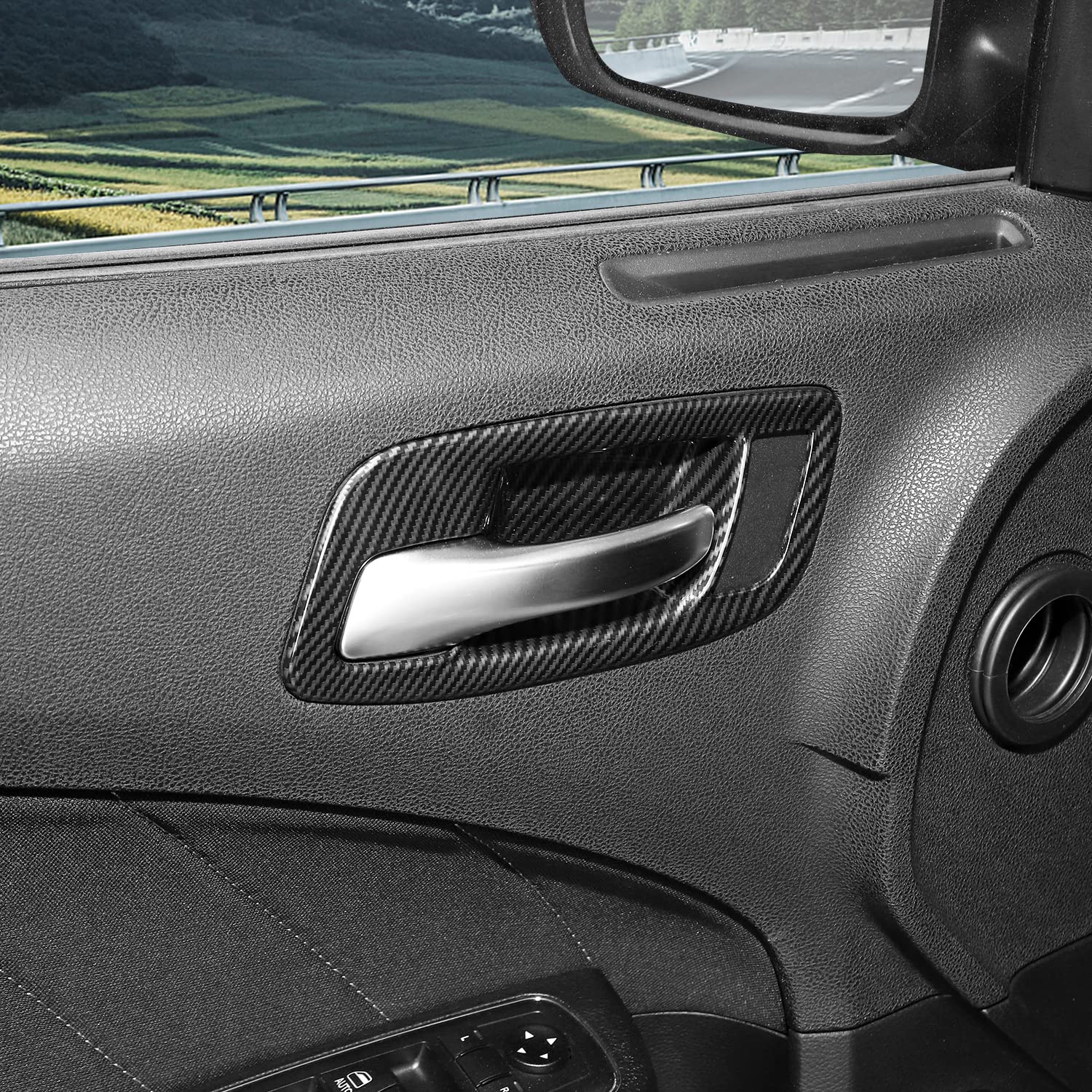 Carbon Fiber Inner Door Handle Bowl Cover for Dodge Charger 2011-2022 & Chrysler 300 - Premium Interior Accessories for Car Door Handle Protection and Style Upgrade - Perfect for Daily Driving and Car Show Enhancement