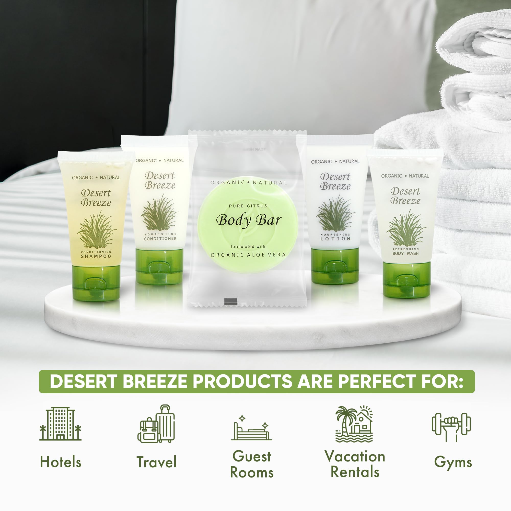 Bulk Hotel Soiletries Set - 1oz Shampoo, Conditioner, Body Wash, Lotion & Bar Soap | 14,700 Piece Full Pallet (49 Cases x 300 Units) | Perfect for Hotels, Spas, Gyms & Hospitality Businesses