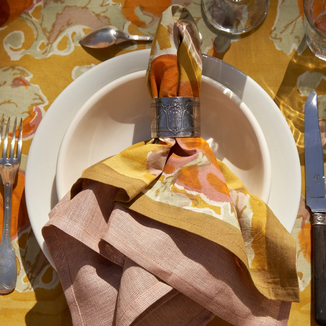 Premium Pumpkin Orange & Mustard Yellow Cotton Napkins - Set of 6 for Thanksgiving, Fall Dinner Parties & Autumn Table Decor