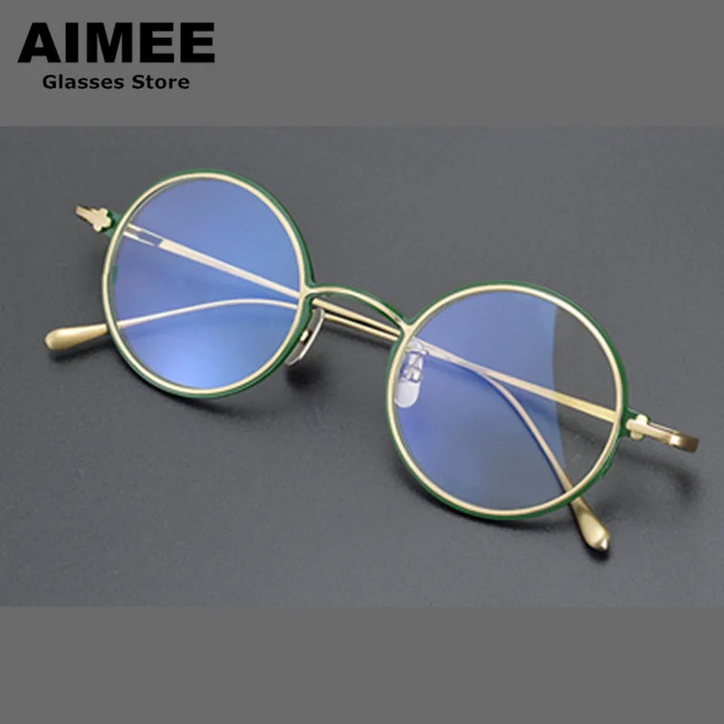 Stylish Unisex Small Round Titanium Eyeglasses Frame 4323 - Lightweight & Durable for Work, Reading & Everyday Wear
