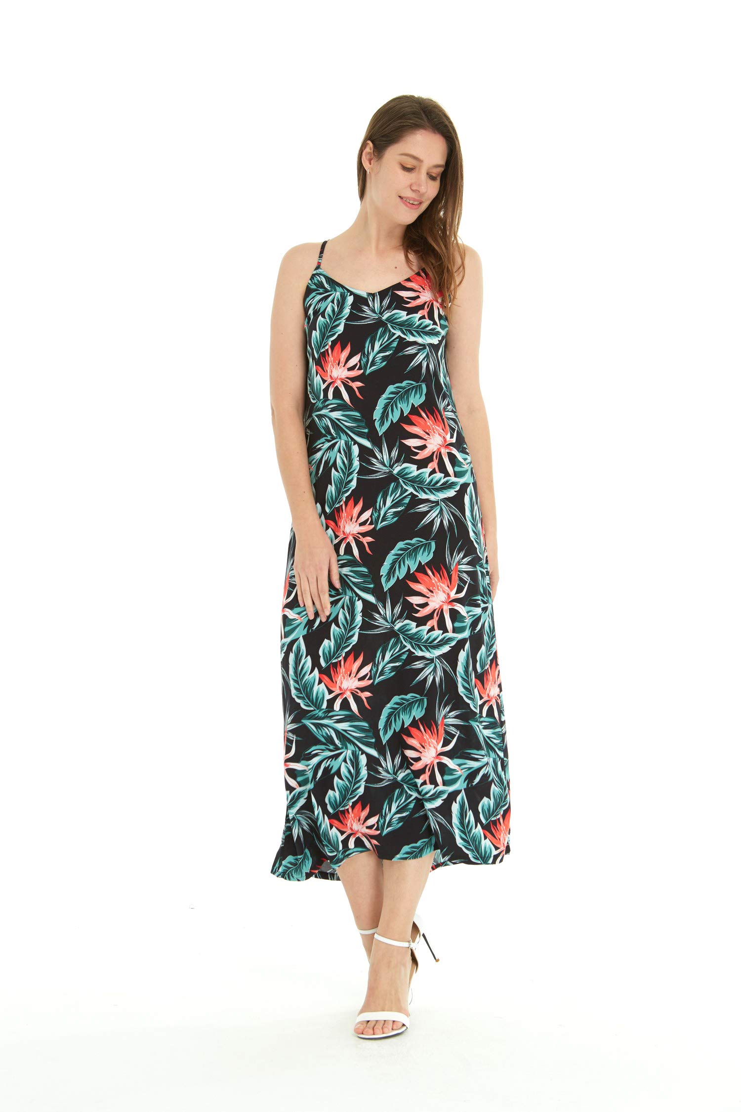Hawaiian Pineapple Print Maxi Dress for Women - Floral Sweetheart Neckline Luau Party Dress - Perfect for Beach Vacations, Summer Parties & Tropical Getaways