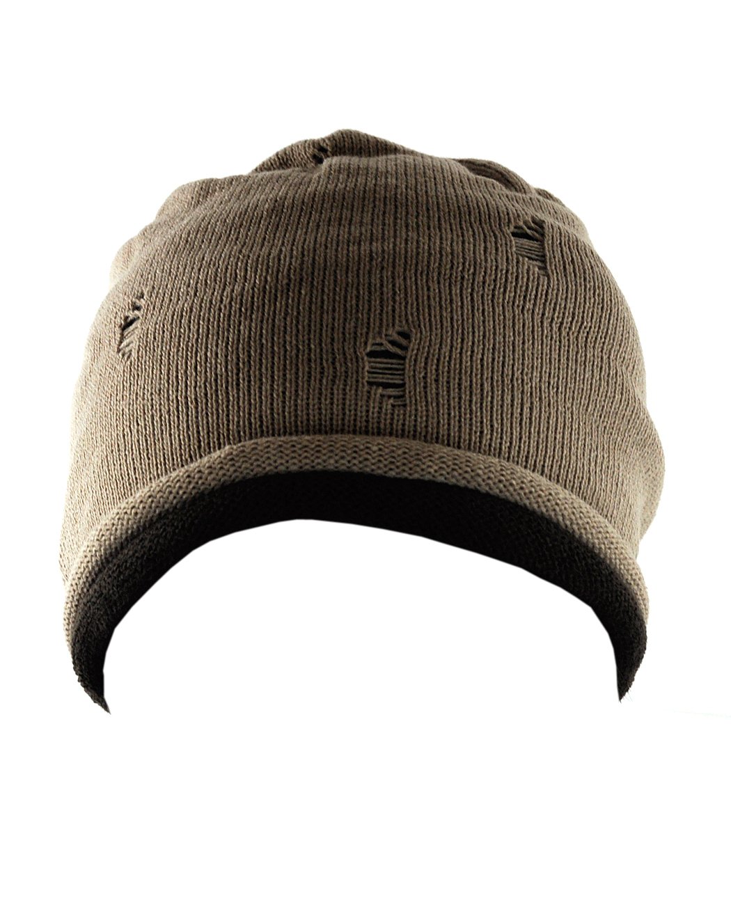 NYFASHION101 Fashionable Double Layered Vintage Ripped Acrylic Slouch Beanie Hat for Women - Winter Warm Knit Hat for Casual Outfits, Streetwear & Cold Weather Fashion