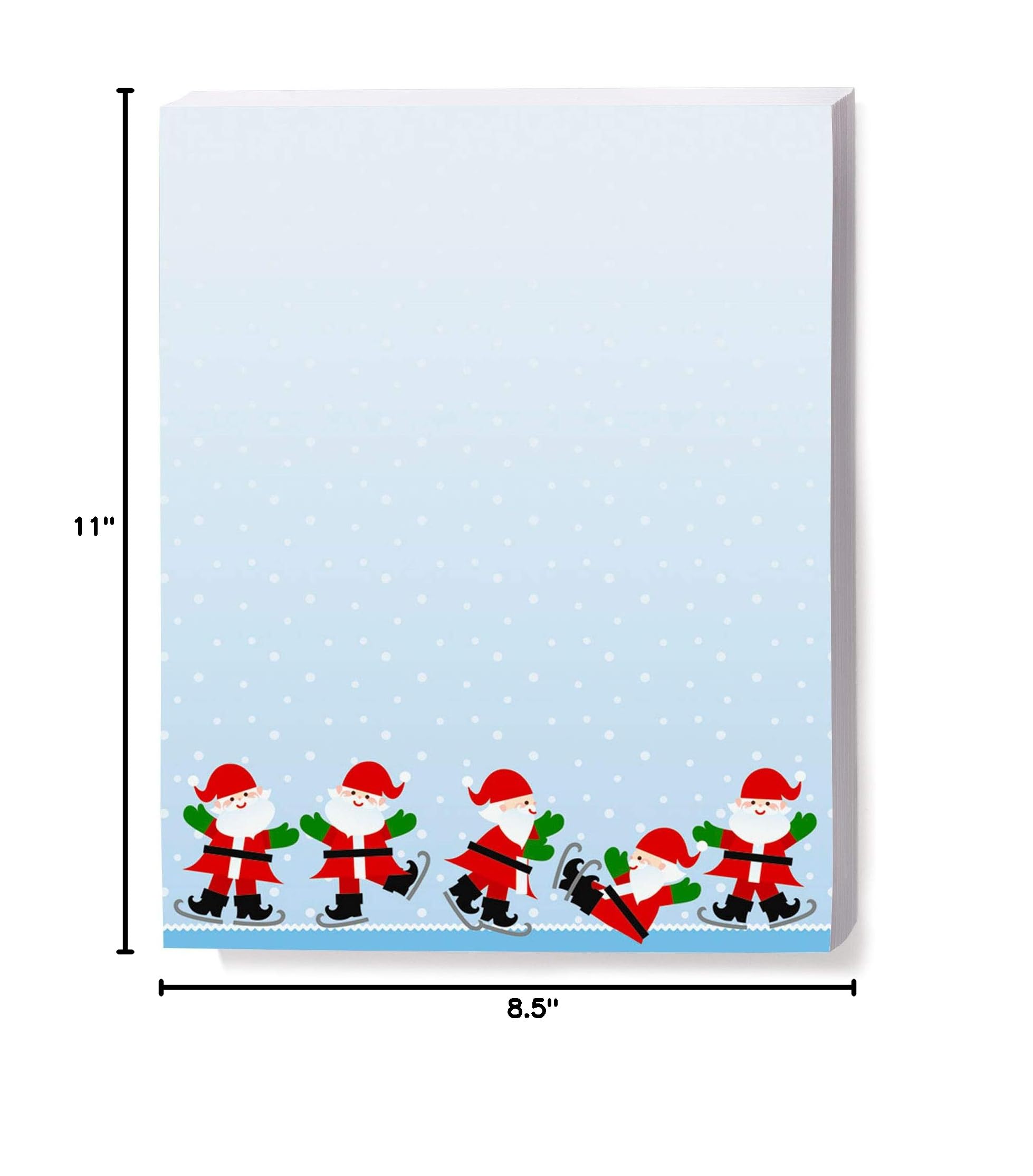 Premium Winter Wonderland Skating Santas Christmas Stationery Set - 25 Sheets of Elegant 8.5 x 11 Border Paper & Letterhead for Holiday Cards, Office Decor & Festive Correspondence