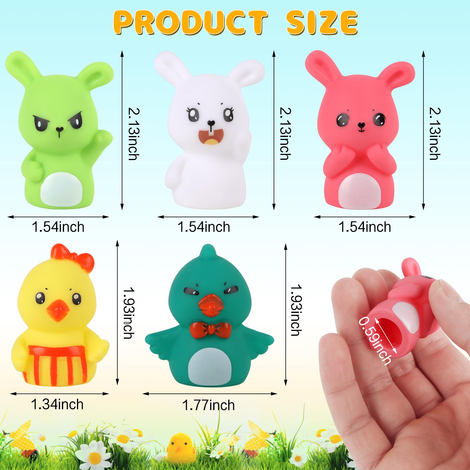 CCINEE 5-Piece Easter Finger Puppet Toys Set - Bunny & Chick Puppets for Easter Basket Stuffers, Party Favors, Storytelling & Teaching | Perfect for Classroom Activities, Easter Egg Hunts & Kids' Role Play Games