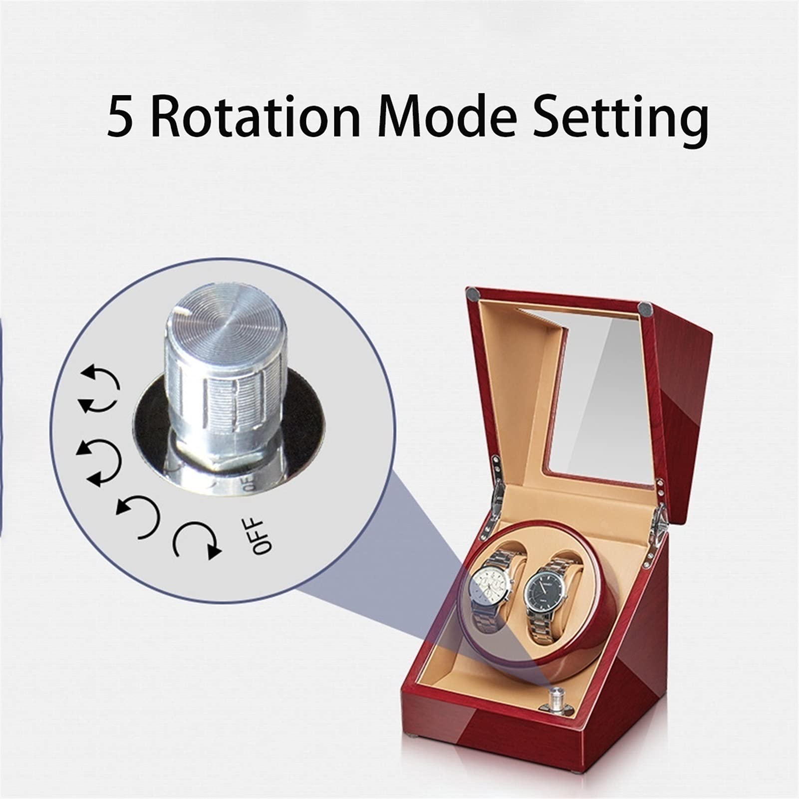 Premium Automatic Watch Winder Box for 2-4 Watches - Silent Motor, Adjustable Watch Pillows, Acrylic Glass & Wooden Case - Perfect for Men's & Women's Luxury Watches - Ideal for Home Display, Office Use, and Watch Collection Storage (4+0 Size)