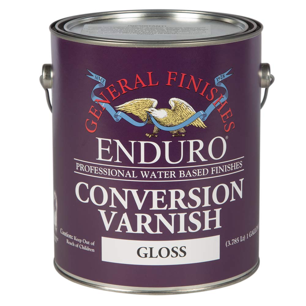 General Finishes Water Based 2K Conversion Varnish Gloss - 1 Gallon for Wood Furniture & Cabinets - High Gloss Protective Finish for DIY Projects & Professional Woodworking