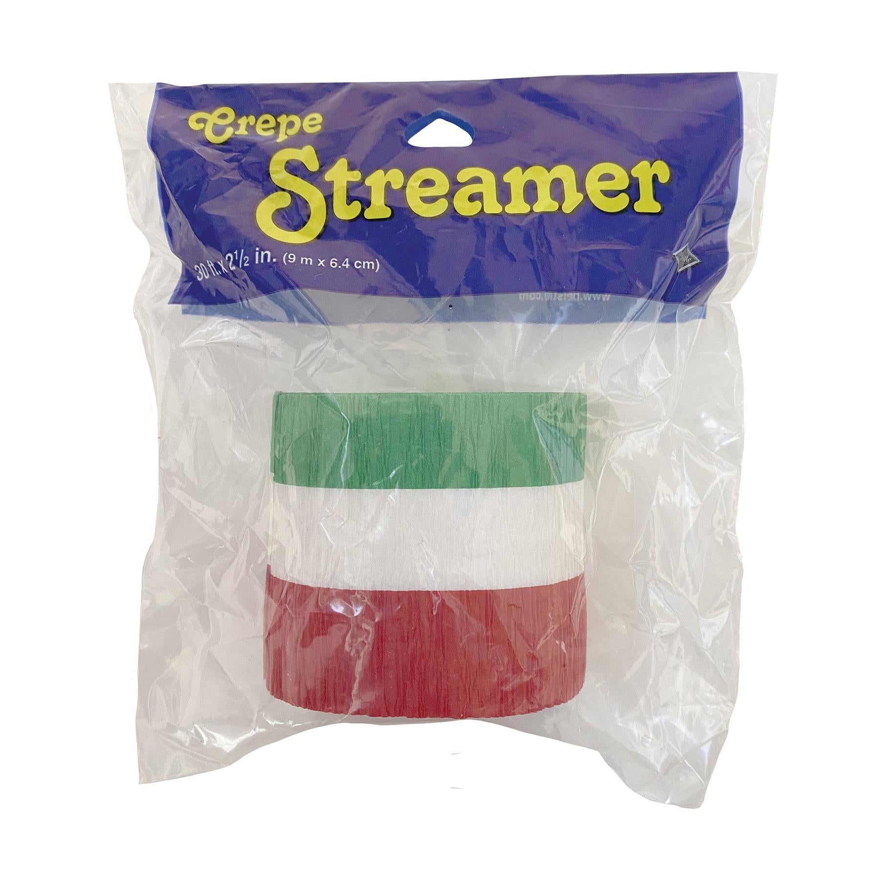 12 Pack Beistle Christmas Crepe Streamers - Red, White & Green Decorative Party Decor for Holiday Celebrations, Home & Office Decorations