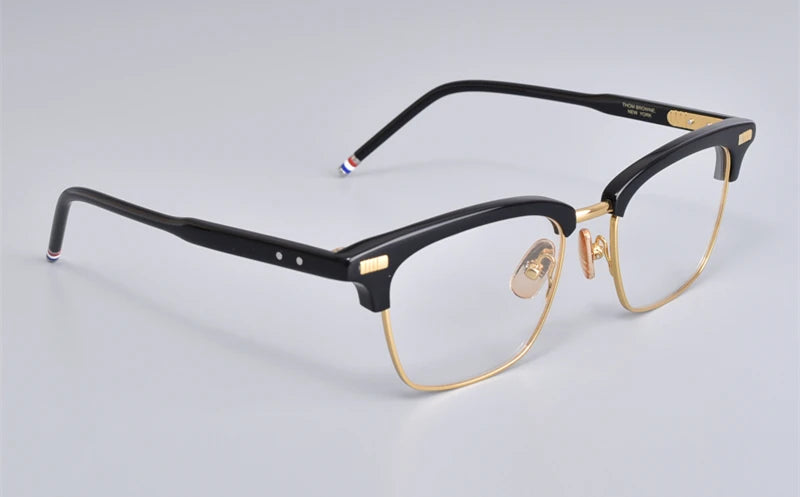 Stylish Black Unisex Full Rim Browline Square Acetate Eyeglasses BM BT711 - Perfect for Work, Reading & Fashion Accessories