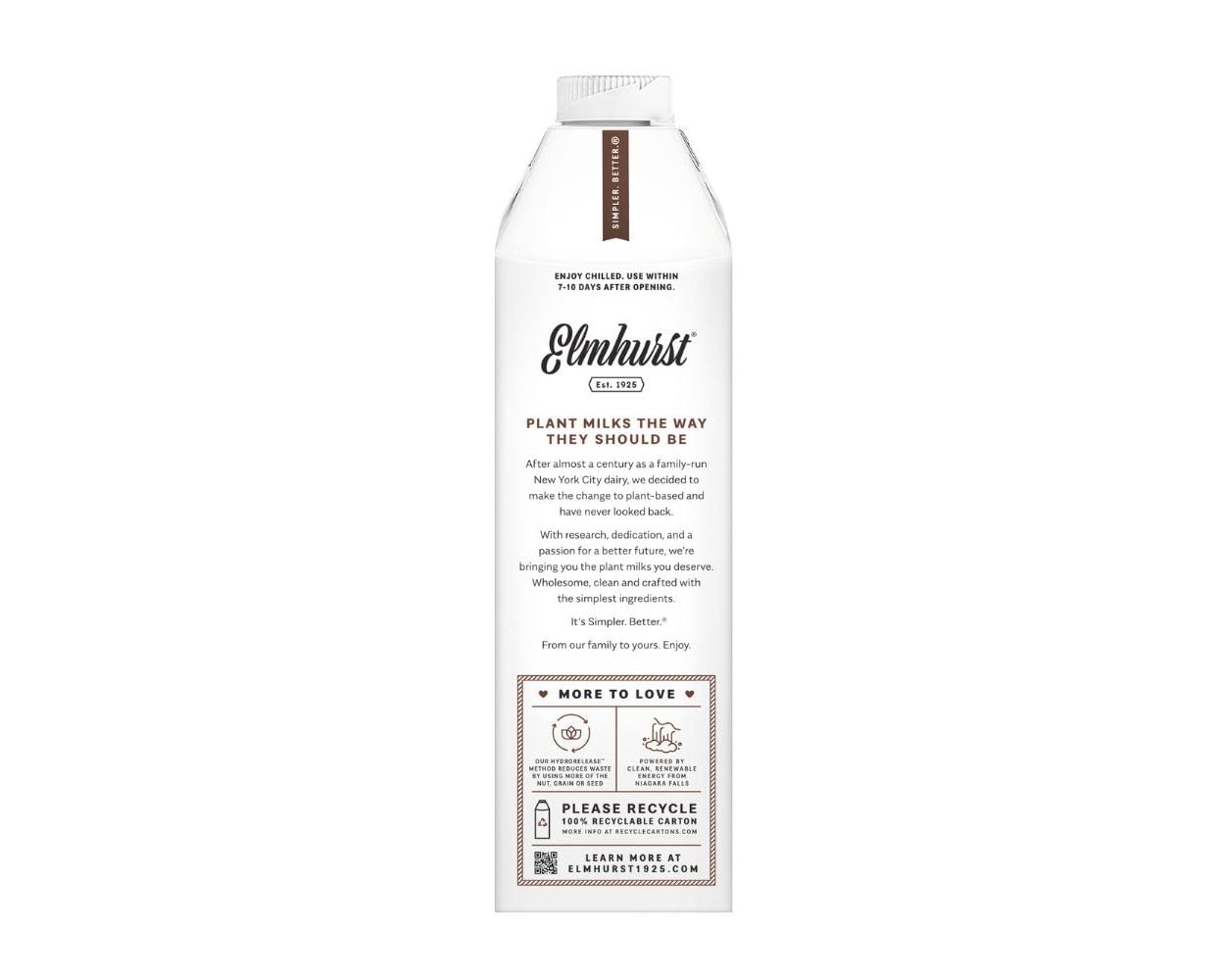 ELMHURST Chocolate Milked Oats, 32 Fl Oz - Dairy-Free Oat Milk Drink for Coffee, Smoothies & Breakfast | Vegan, Gluten-Free, Non-GMO Plant-Based Beverage