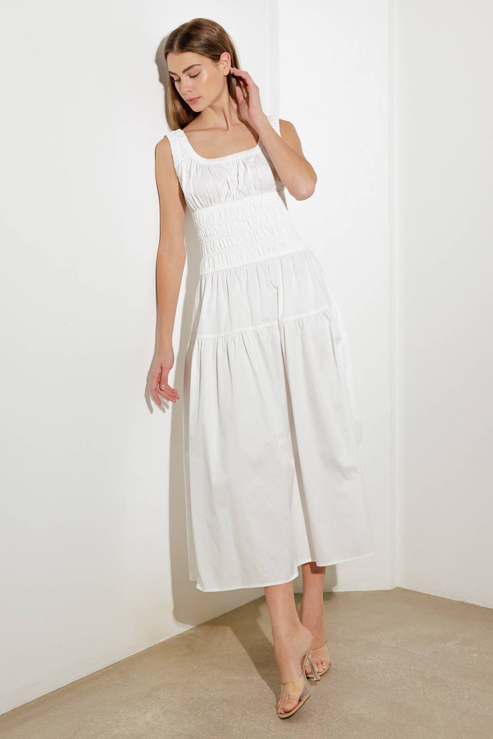 LOVELIEST LOOKS MIDI DRESS WHITE - Elegant Flowy Summer Dress for Women | Perfect for Beach Vacations, Date Nights & Special Occasions