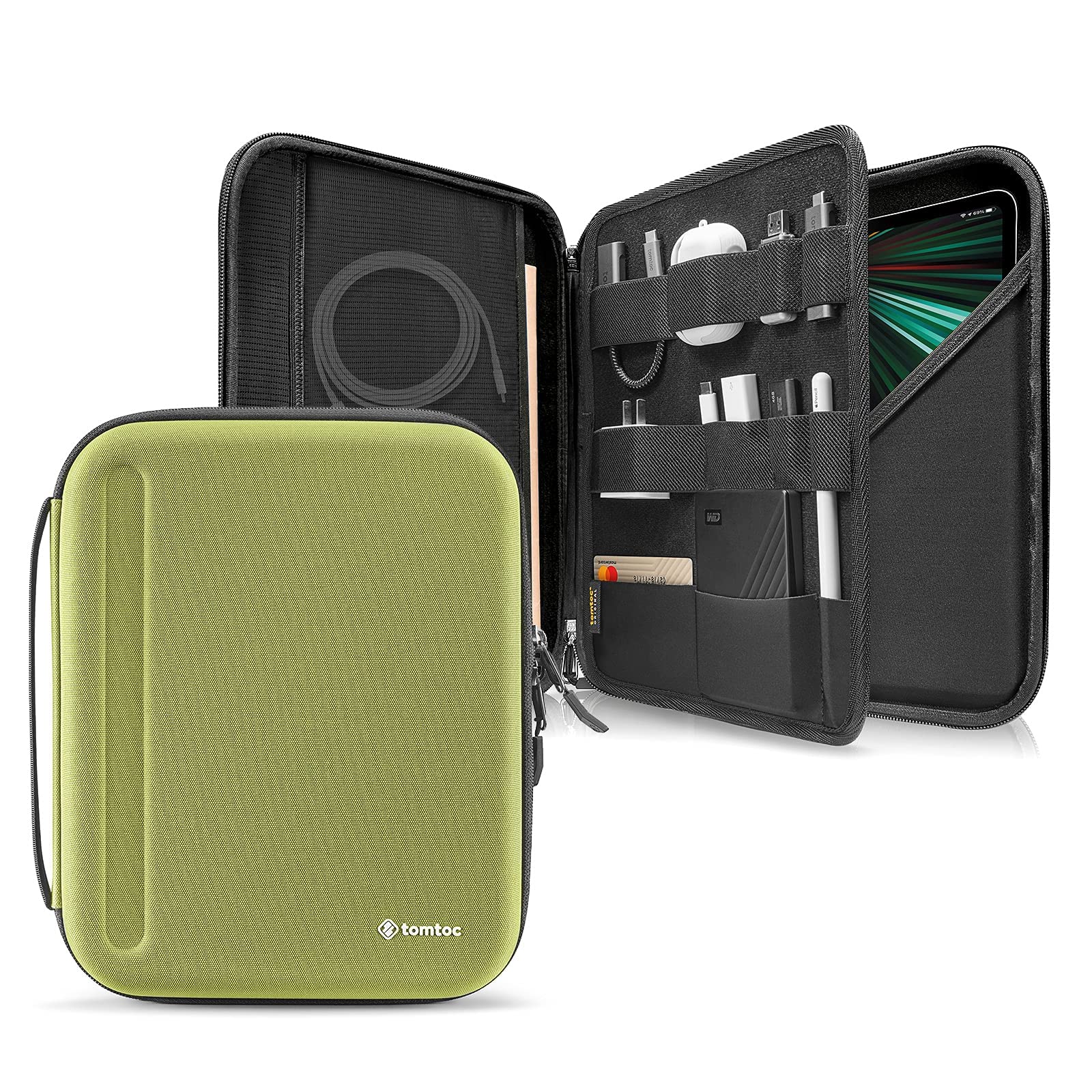 tomtoc Protective Sleeve Case for iPad Pro 12.9-inch (2021/2020/2018) & Surface Pro 12.3 - Durable Portfolio with Accessories Pocket for Apple Pencil, Magic Keyboard, Adapters, Hubs & Cables | Perfect for Work, Travel & School