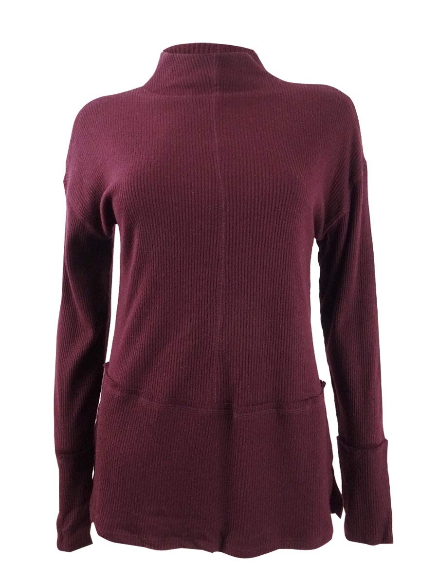 INC International Concepts Women's Ribbed Funnel-Neck Long Sleeve T-Shirt - Soft Stretch Knit Casual Top for Work, Date Night & Everyday Wear