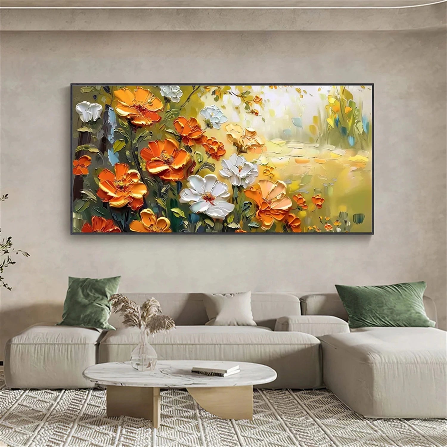 Beautiful Flower and Tree Painting #FT175 - Handmade Canvas Art for Home Decor, Living Room, Bedroom & Office Wall