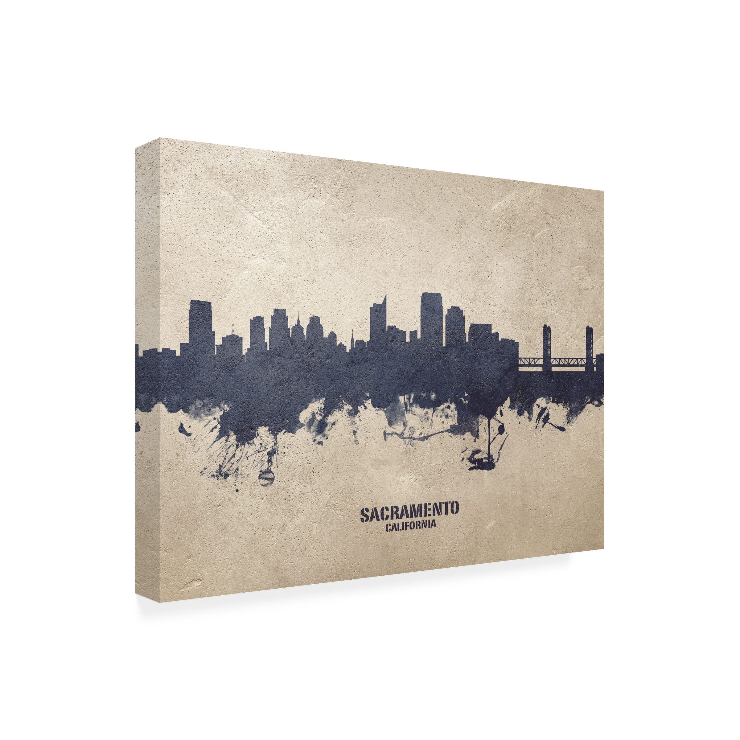 Michael Tompsett Sacramento California Skyline Canvas Art Print - Modern Cityscape Wall Decor for Living Room, Office & Bedroom
