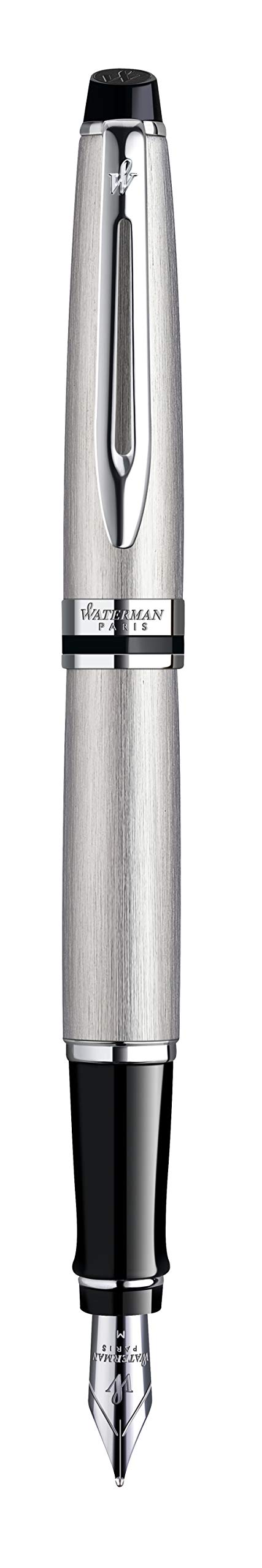 Waterman Expert Fountain Pen - Premium Stainless Steel with Chrome Trim, Fine Nib & Blue Ink Cartridge - Elegant Gift Box for Professionals, Writers & Collectors - Perfect for Business Signatures, Journaling & Luxury Gifts