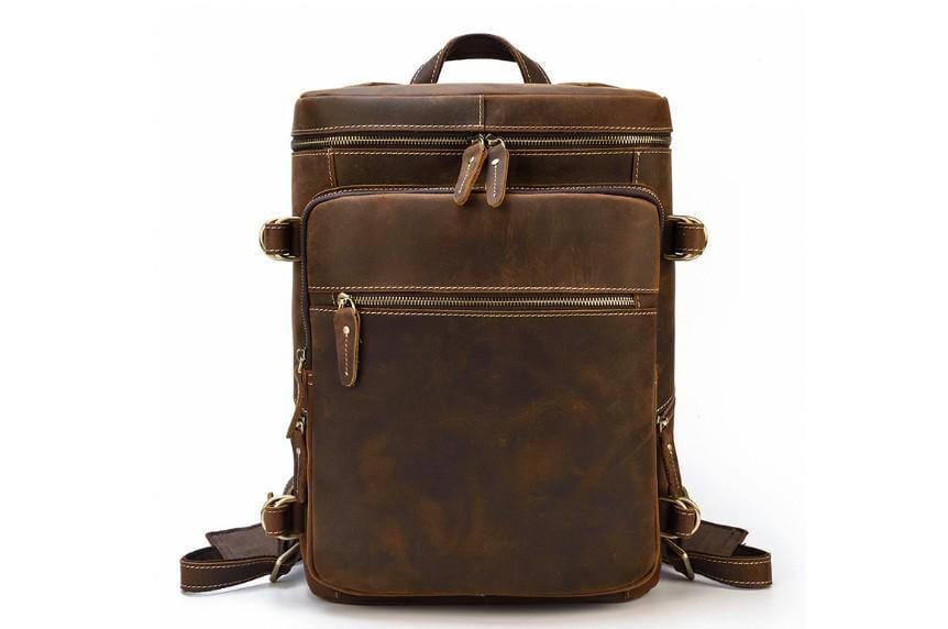 Women's & Men's Brown Leather Backpack - Stylish Rucksack Purse for Travel, Work & Daily Use | Durable & Fashionable Unisex Design