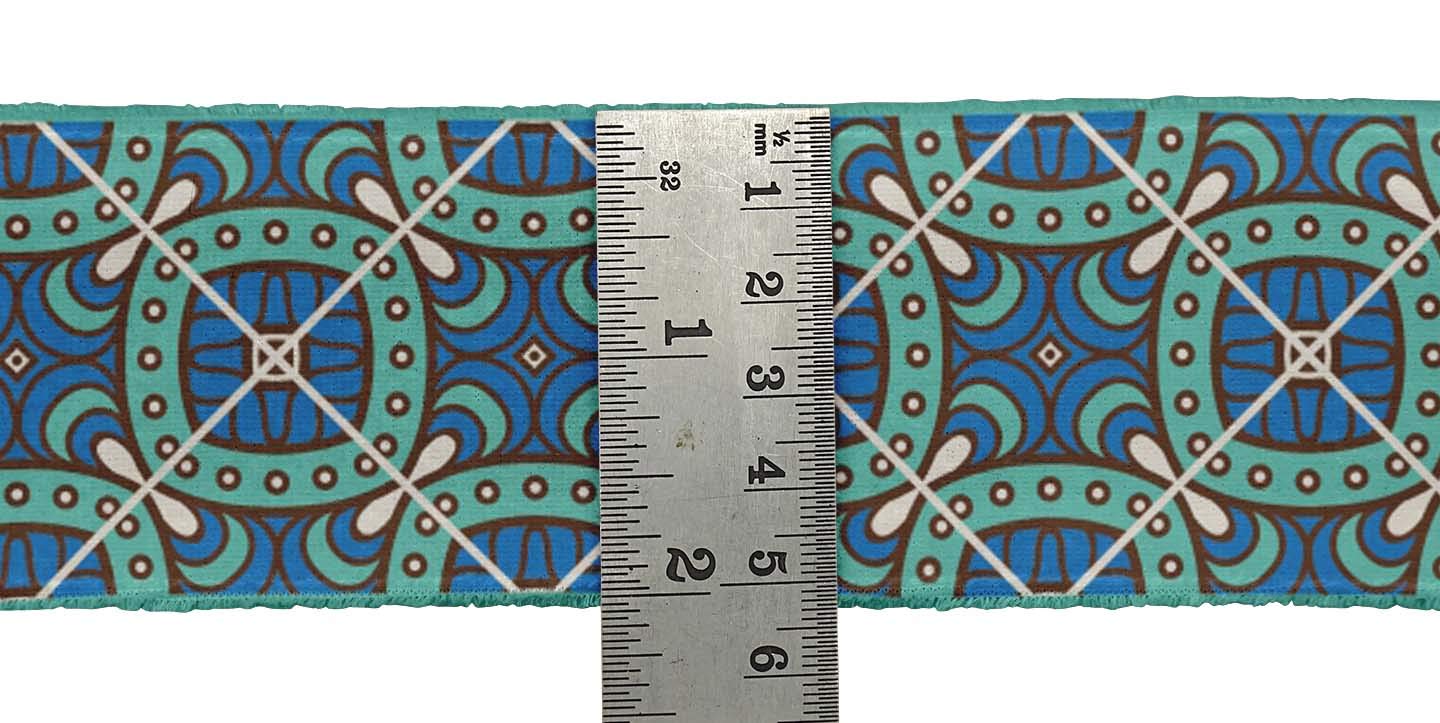 Indian Beautiful Art Blue Floral Ethnic Printed Ribbon Trim - 9 Yard Dupion Fabric Lace for Crafts, Sewing, DIY Accessories (3 Inch Width) - Perfect for Dressmaking, Home Decor & Gift Wrapping