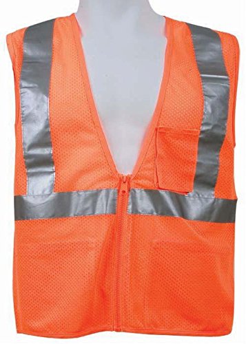 High Visibility Orange Mesh Safety Vest with Radio Pockets - Reflective Work Vest for Construction, Road Crew & Emergency Workers - 4XL