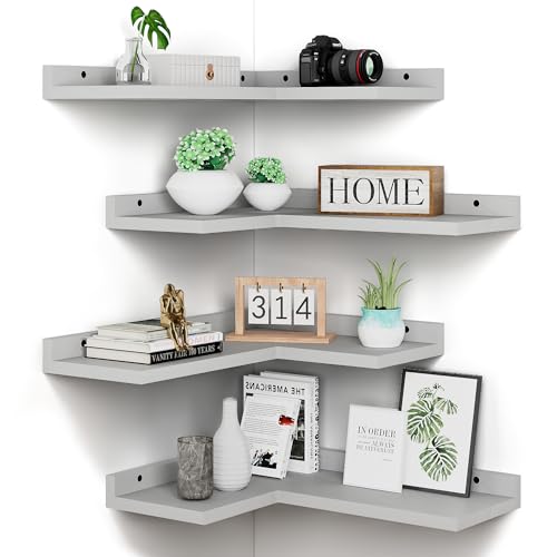 Grey Floating Corner Shelves