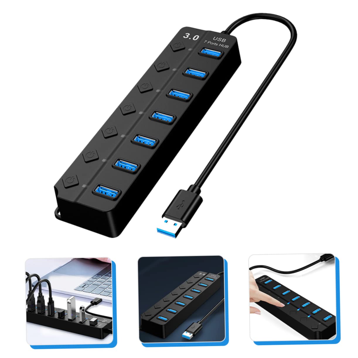 Jojofuny 3-Port USB Hub for Laptop - Multi USB Port Expander, Splitter & Adapter for PC, Mac & More - Perfect for Home Office, Gaming & Travel Accessories