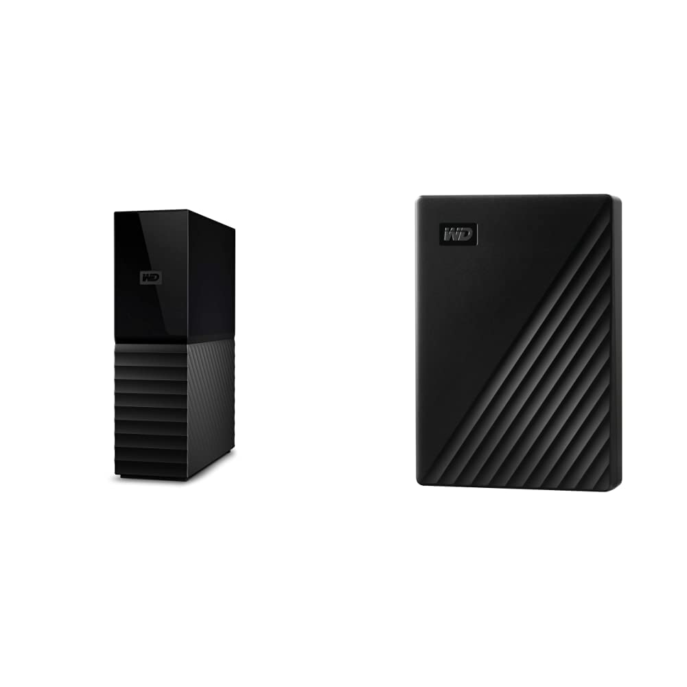 WD 8TB My Book Desktop External Hard Drive & 4TB My Passport Portable HDD - USB 3.0/2.0 Compatible, High-Capacity Storage for PC, Mac, Backup, Gaming & Media Files (Black) - WDBPKJ0040BBK-WESN