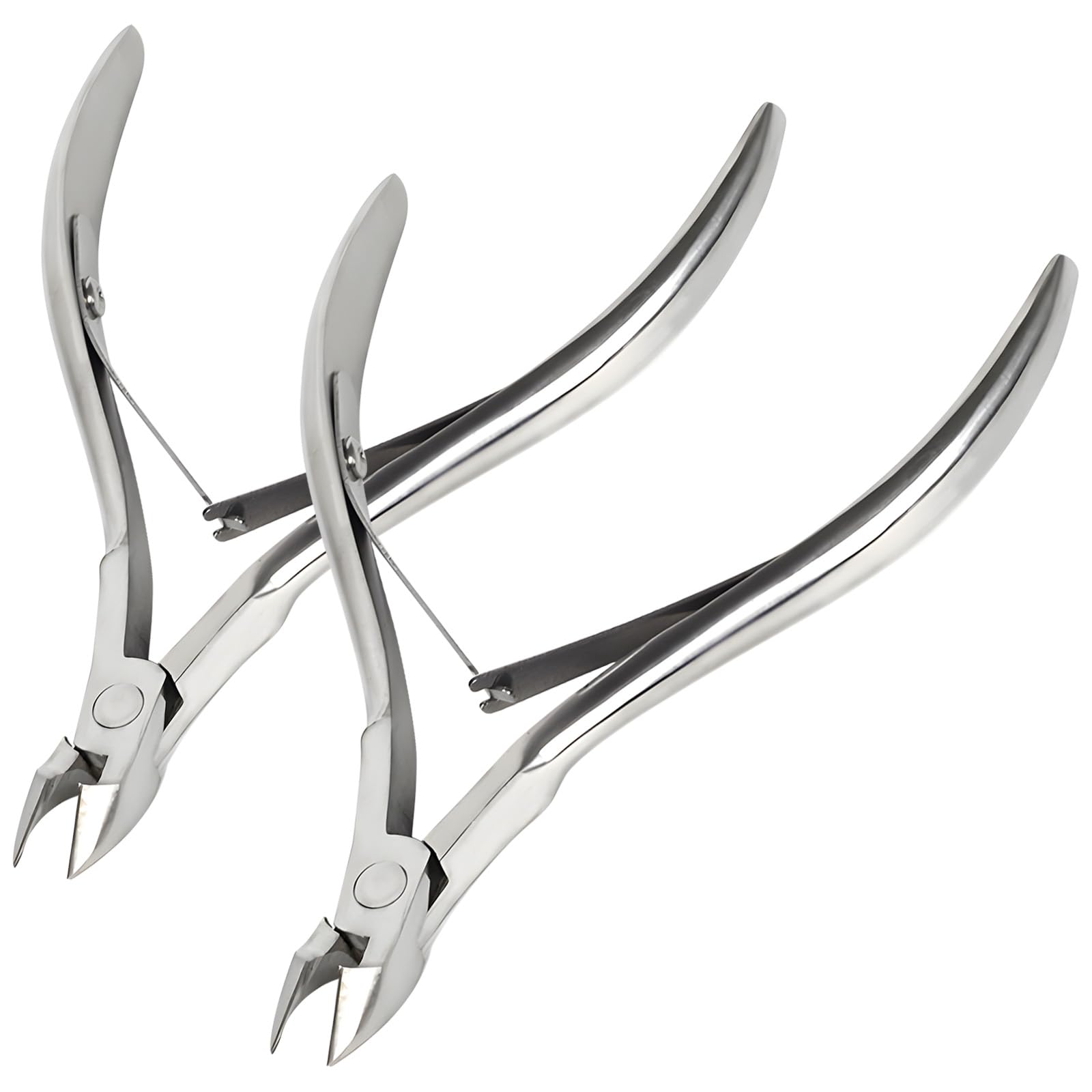 Professional Stainless Steel Cuticle Trimmer & Nippers - 2 Pack Double Spring Cuticle Clippers for Manicure & Pedicure - Fingernails & Toenails Care Tools (Silver) | Perfect for Home Nail Care & Salon Professional Use
