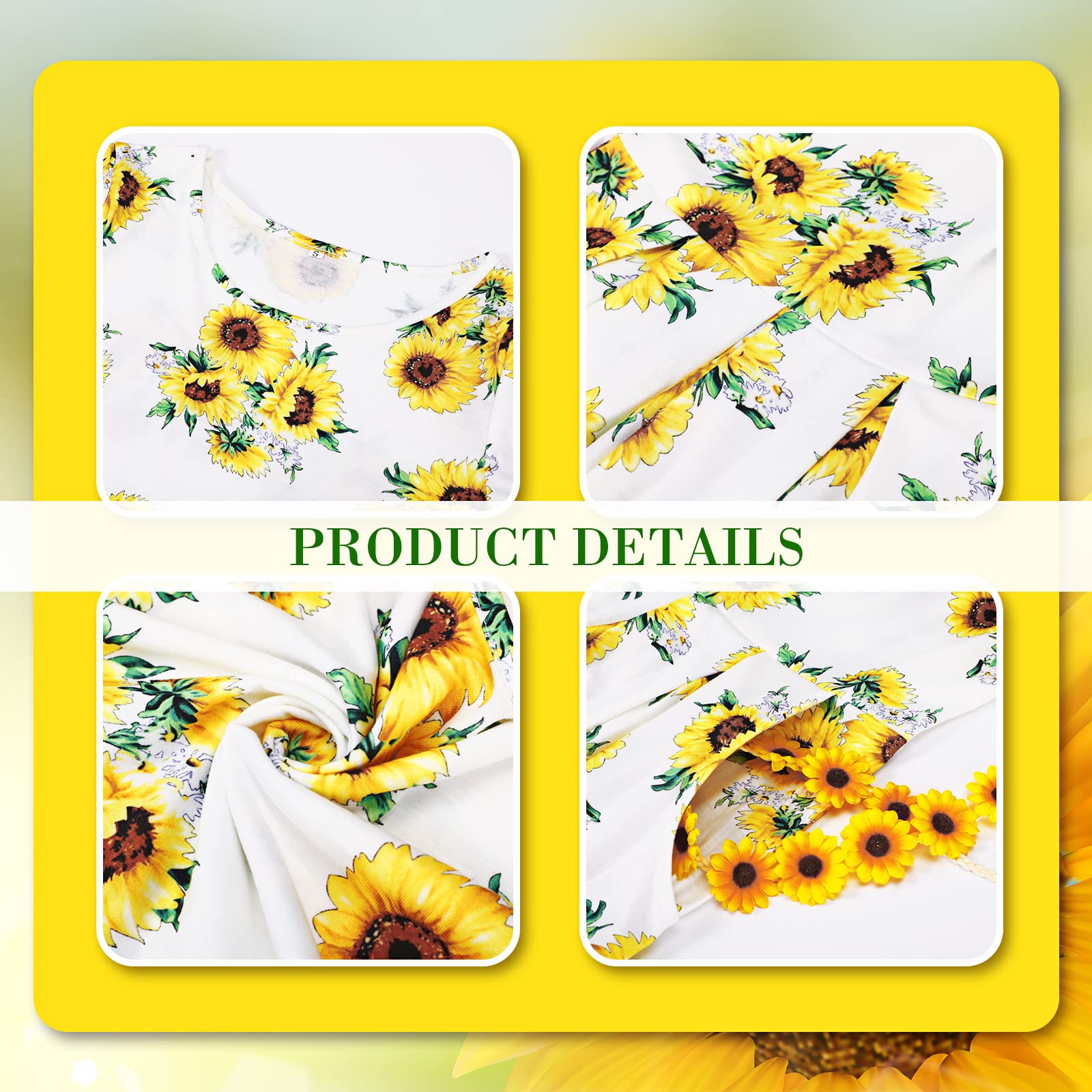 2 Pack Boho Sunflower Dresses for Women & Matching Sunflower Headband - Floral Summer Outfits for Beach, Baby Shower, Gender Reveal Party & Outdoor Events