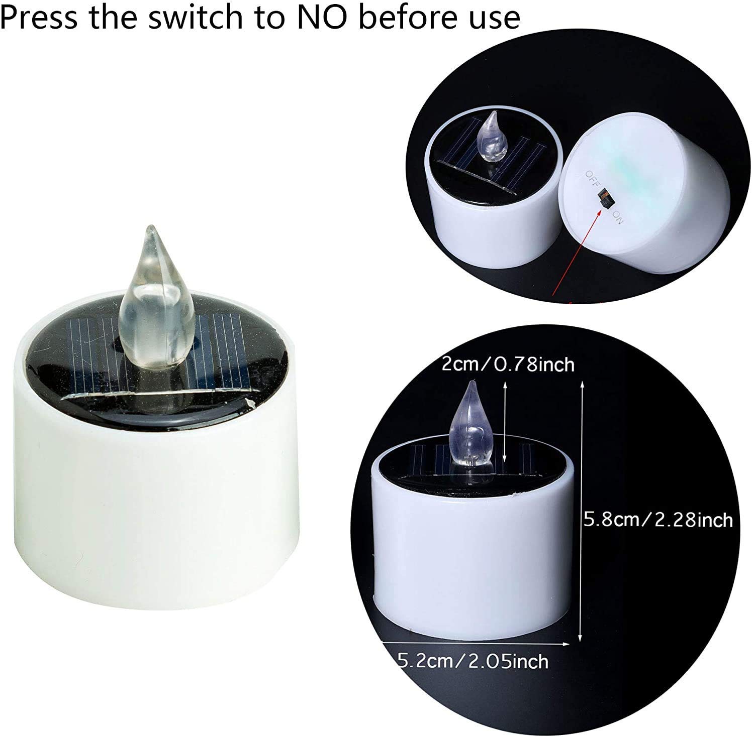 Tuoservo 8 Pack Solar LED Candles - Waterproof Flameless Tea Lights for Outdoor & Indoor Use - Warm White Solar Lights for Party, Wedding, Festival Decoration - Perfect for Patio, Garden, Table Centerpieces and Romantic Ambiance