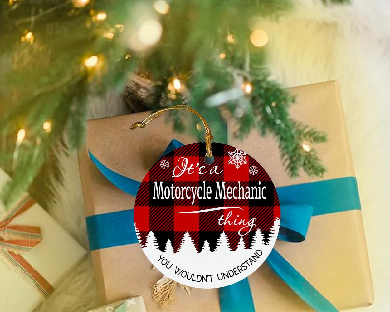 2024 Motorcycle Mechanic Christmas Tree Ornament - 3