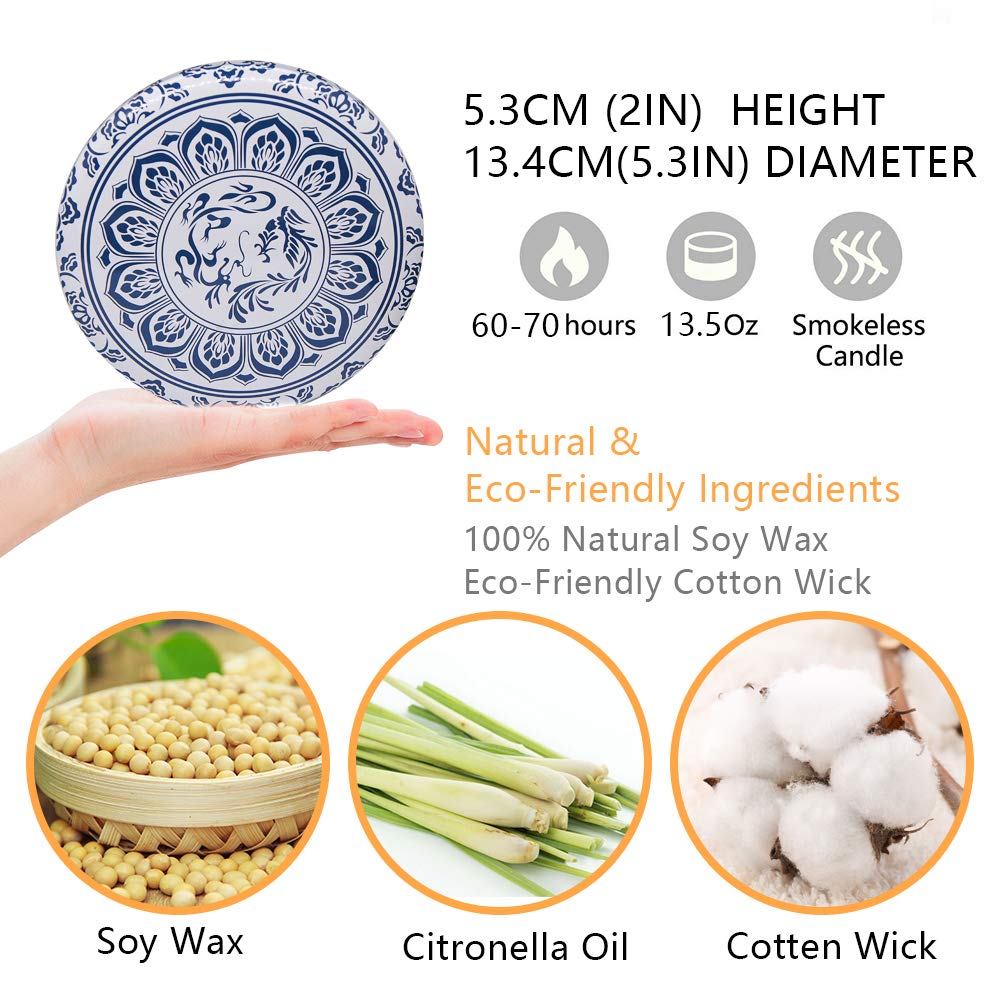 Citronella Candles Outdoor - 3 Pack Large 13.5oz Soy Wax Candles with 3 Wicks for Mosquito Repellent | Perfect for Summer Nights on Patio, Porch, Deck, Garden & Backyard BBQs