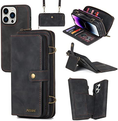 iPhone 14 Pro Max Wallet Case with Flip Cover, Zipper Closure & Card Holder - Slim Protective Phone Case for Women & Men (Pink) - Perfect for Everyday Use, Travel & Business Meetings