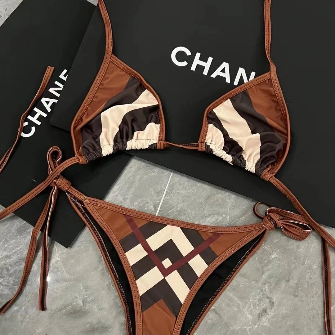 Luxury Designer Women's Summer Bikini 2 Piece Set - Sexy Swimwear, Tankini Top & High Waist Bottom for Beach, Pool & Vacation | Trendy Swimsuits for Women