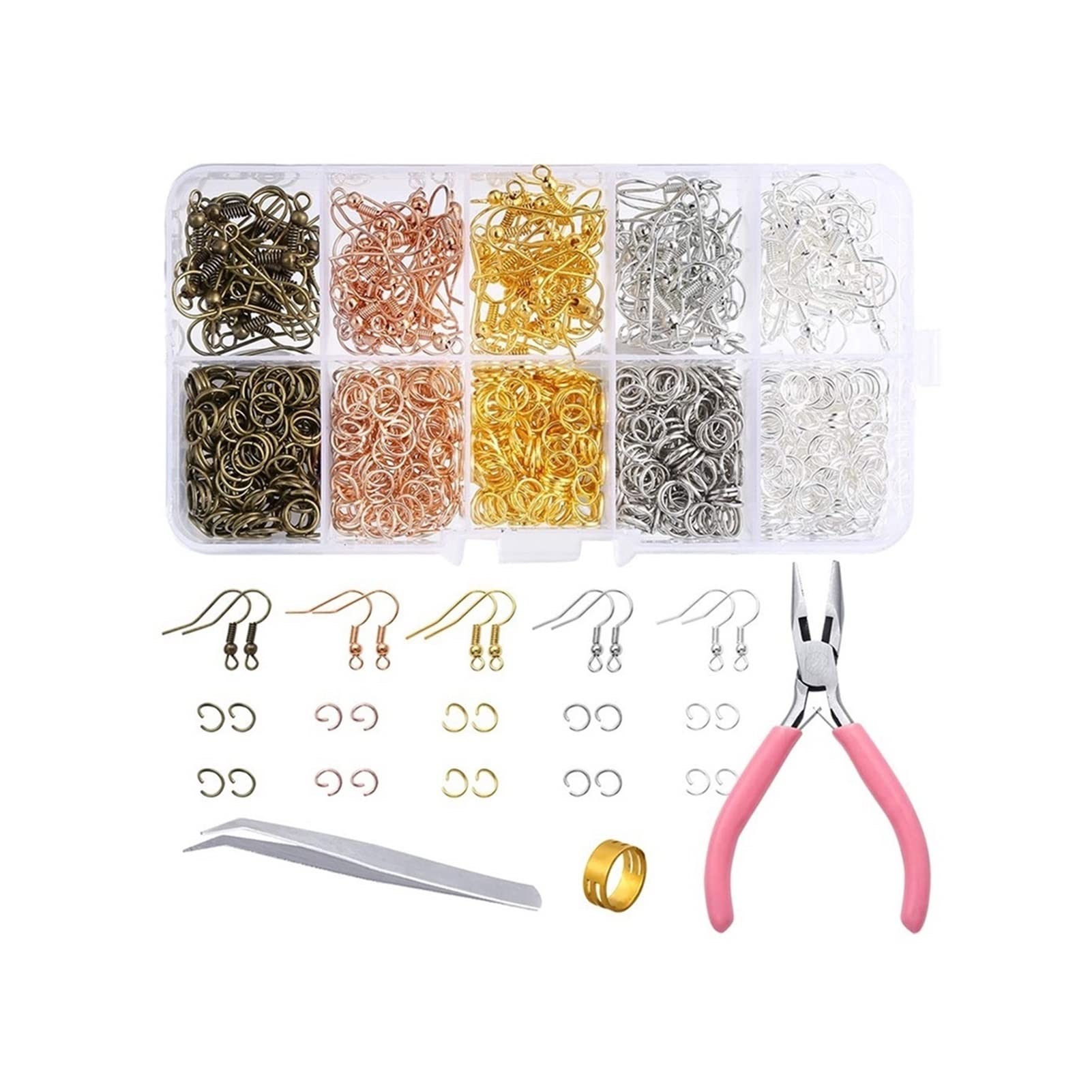 BYDFCOE 1128-Piece Earring Making Kit with Earring Hooks, Jump Rings, Pliers, Tweezers & Jump Ring Opener - DIY Jewelry Crafting Supplies for Beginners & Professionals (Color B) - Perfect for Handmade Earrings, Gifts & Craft Projects